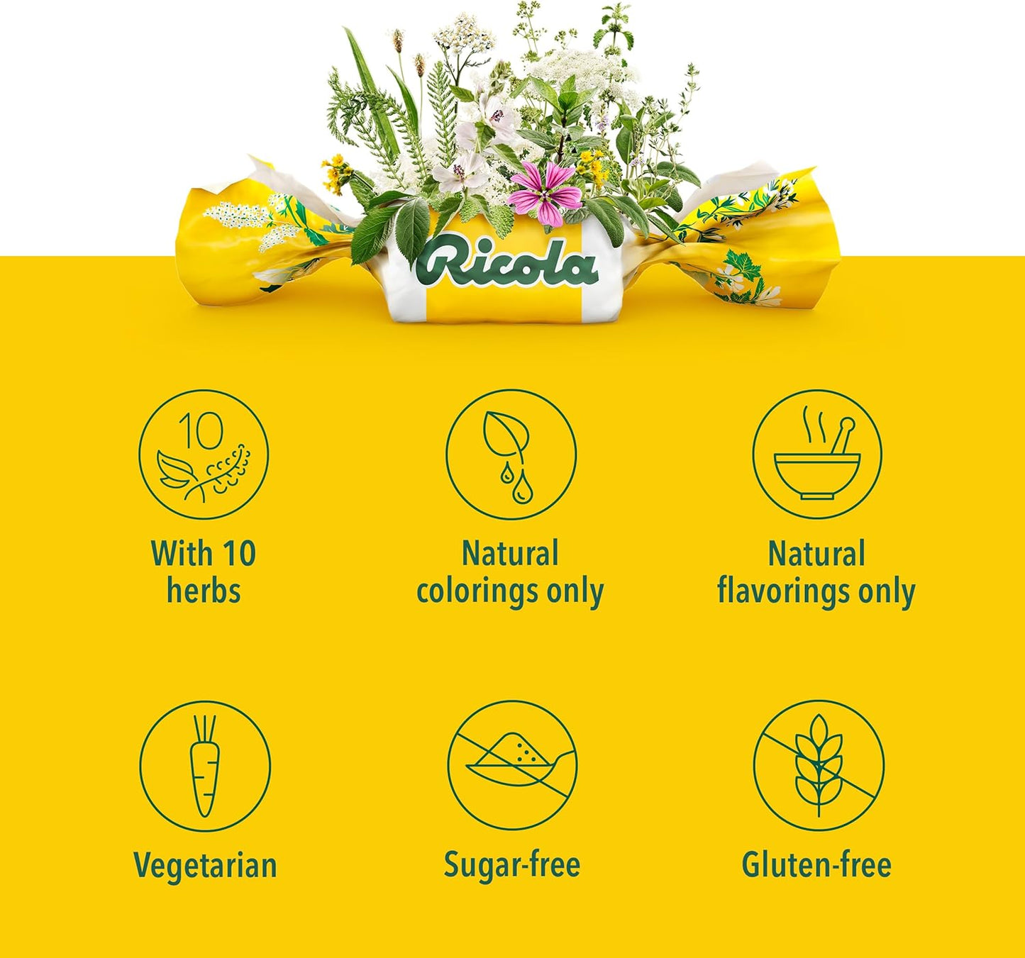 Ricola Cough Drops, Soothing Relief for Dry, Sore Throat, Sugar Free Lemon Mint, 45 Count