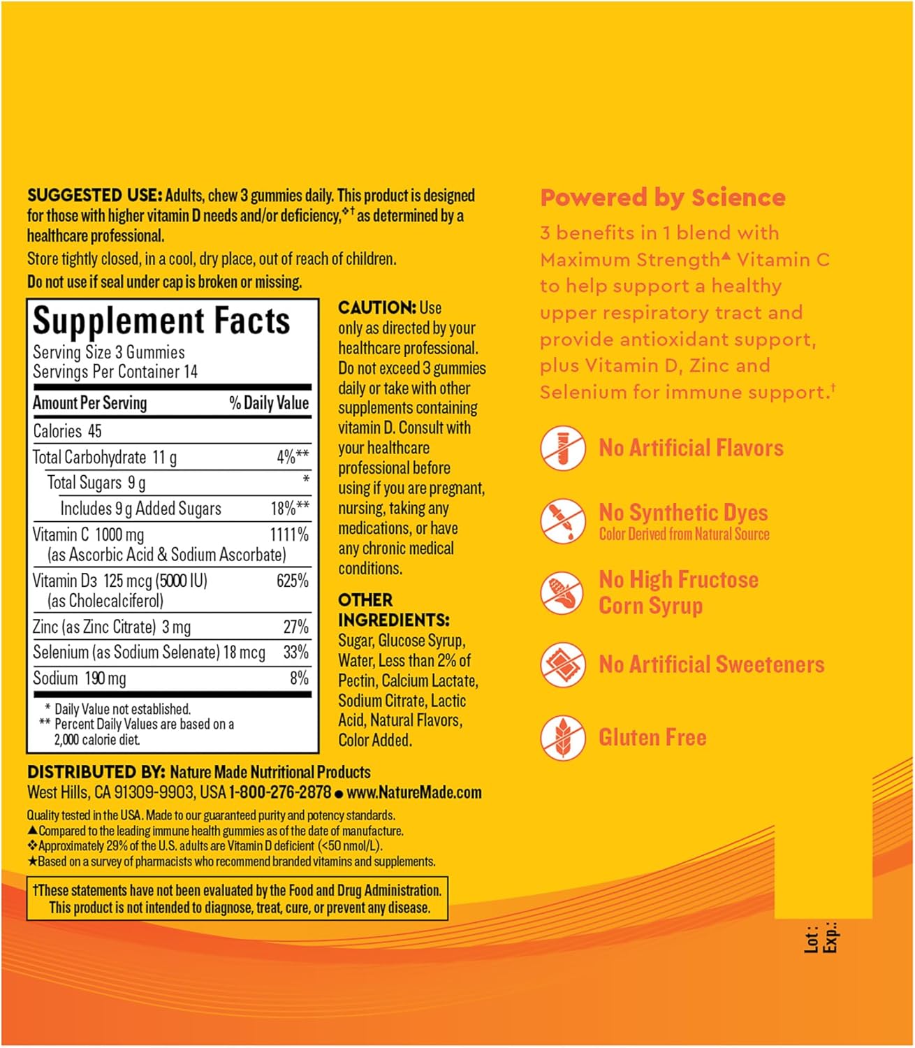 Nature Made Wellblends ImmuneMAX Gummies, Vitamin C 1000mg + Zinc, Selenium, & Vitamin D3 5000 IU, Immune Support Supplement, 42 Gummies Nature Made