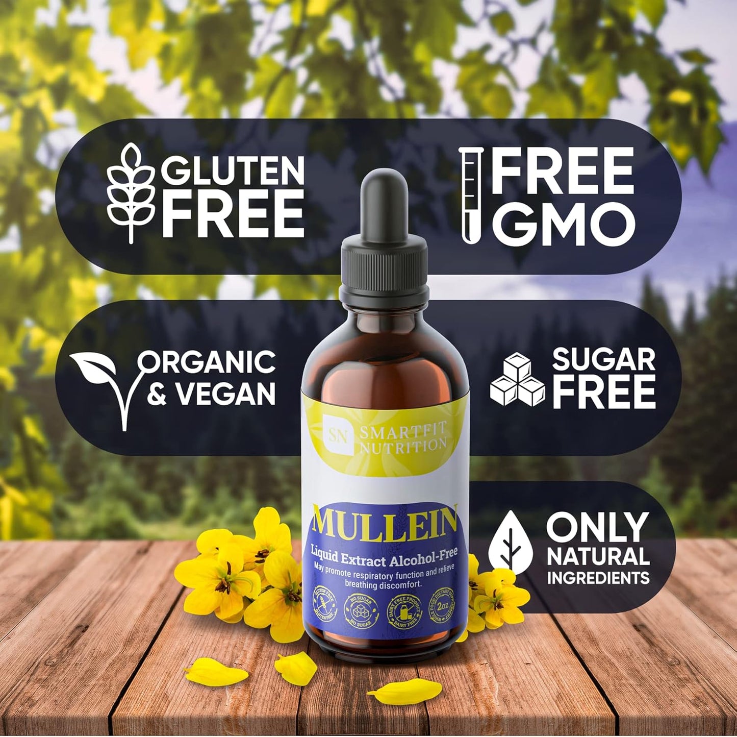Mullein - Mullein Leaf Extract - Lung Cleanse - Mullein Drops - Organic Mullein Supplement for Respiratory System Support & Healthy Mucous Membranes - Verbascum Densiflorum for Quit Smoking Aid - 4 oz