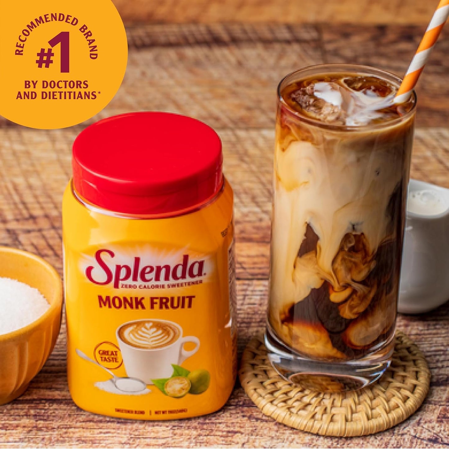 SPLENDA Monk Fruit Zero Calorie Plant Based Granulated Sweetener Jar, 19 oz