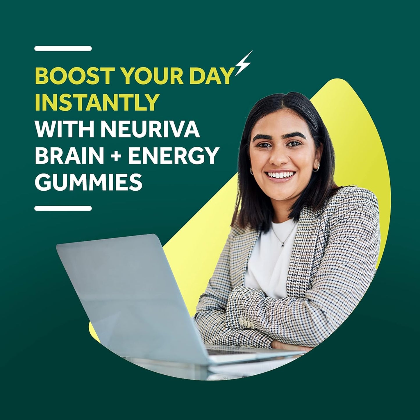 NEURIVA Brain + Energy Gummies, Nootropic Brain Supplements for Focus and Concentration with Neurofactor, Vitamin B12 & Caffeine for an Energy Boost*, 75ct Natural BlackBerry