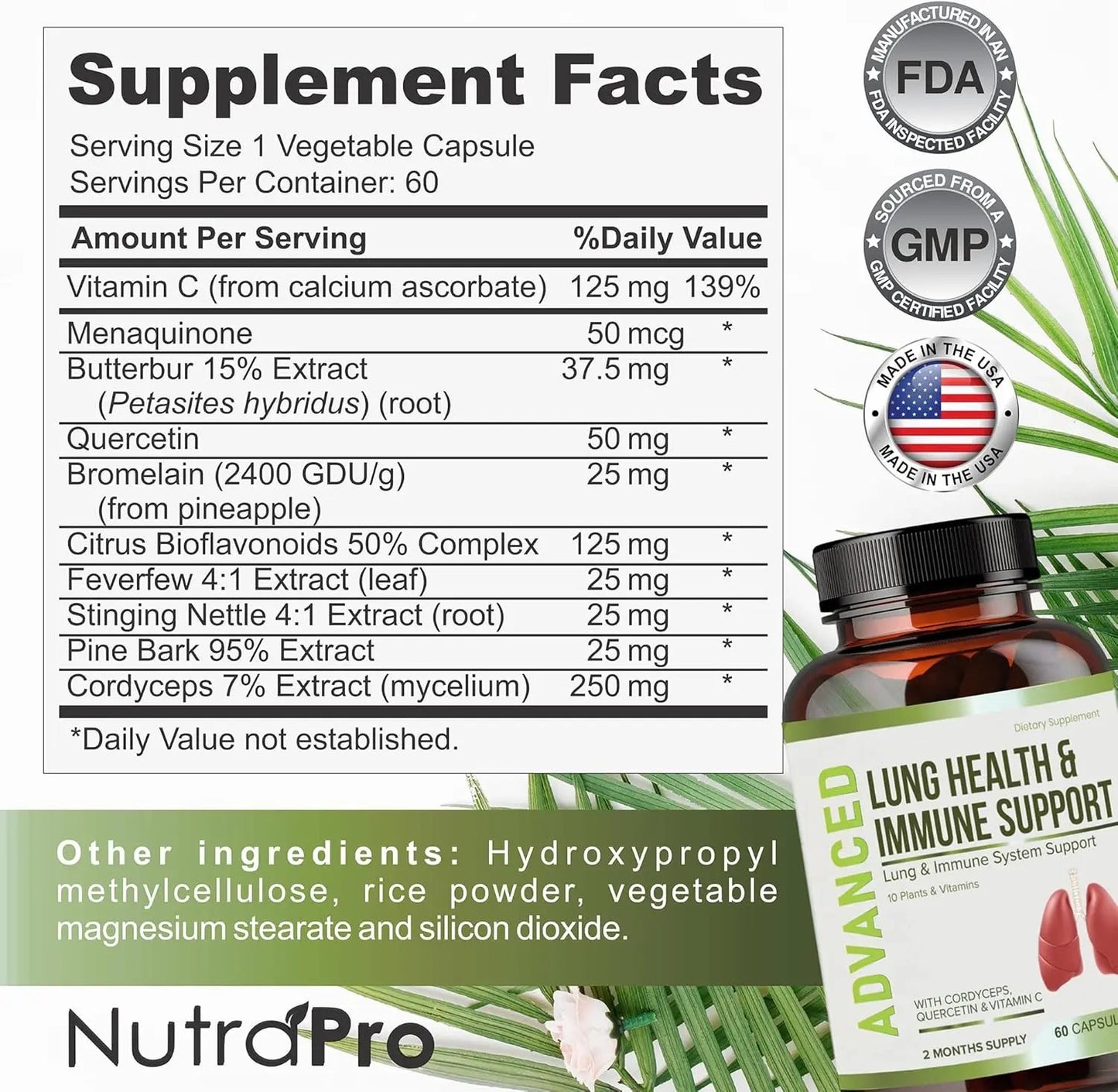 Lung Health & Immune Support Supplement - Lung Cleanse and Detox With Immunity Vitamins For Better Lungs, Immune Defense, Clear Lungs NutraPro