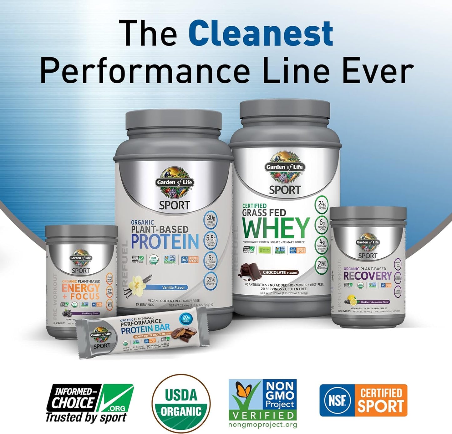 Garden of Life Sport Vegan Organic Plant Based Post Workout Muscle Recovery Powder for Men & Women - BlackBerry Lemonade 30 Servings, 100mg Magnesium, Antioxidants, Supplements, 15.7 Oz