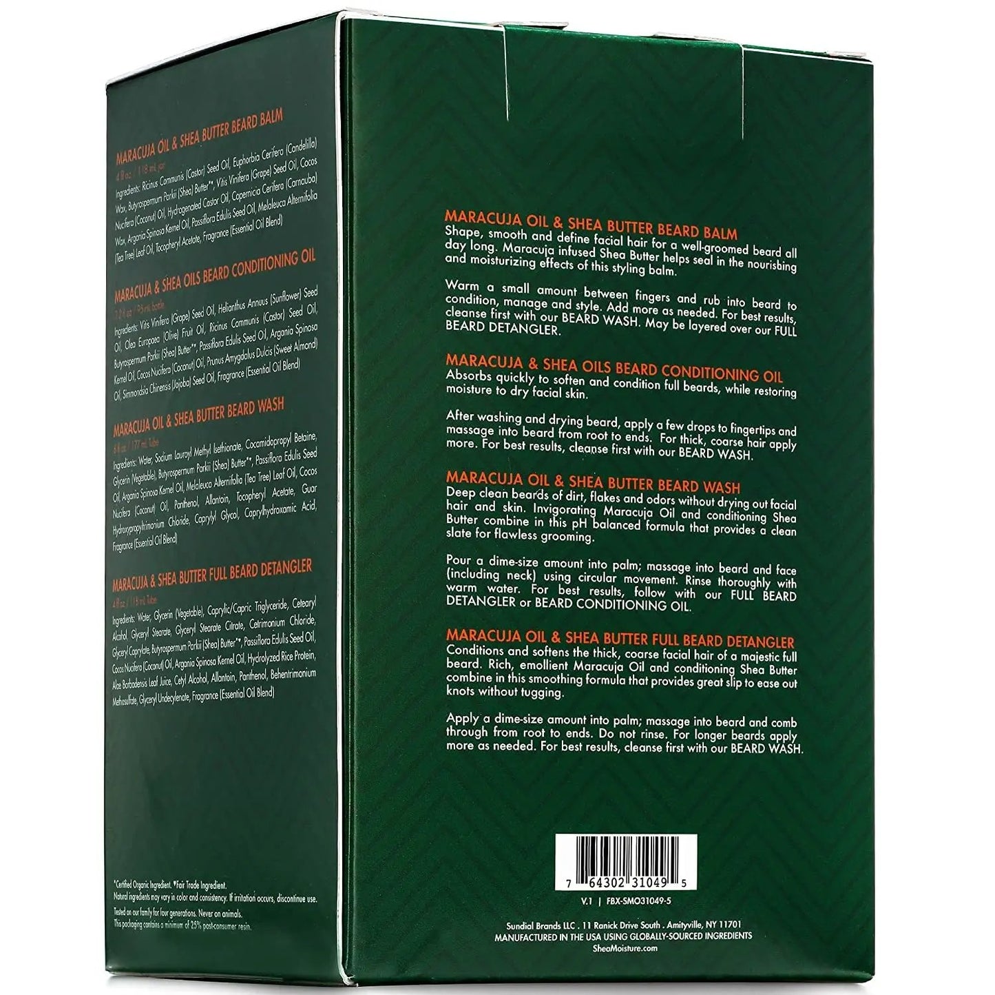 Fair Trade Beard Kit for Men, Beard Wash, Beard Balm, Beard Oil, Beard Conditioner, Complete Beard Grooming Kit, Gifts for Men, Gifts for Husband, Natural Ingredients, Shea Butter & Maracuja Oil Shea Moisture