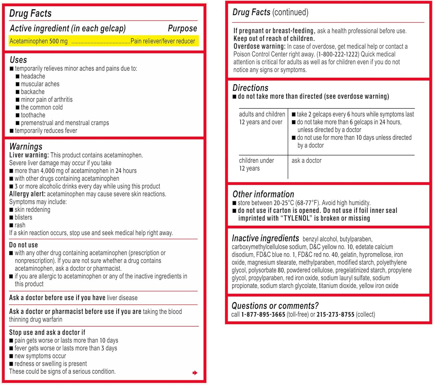 Tylenol Extra Strength Acetaminophen Rapid Release Gels, 500 mg Acetaminophen, 24 ct Tylenol