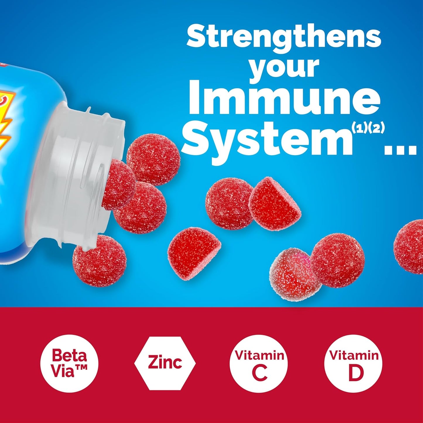 Emergen-C Immune Plus Vitamin D and C Immune Gummies, Raspberry, 45 Ct