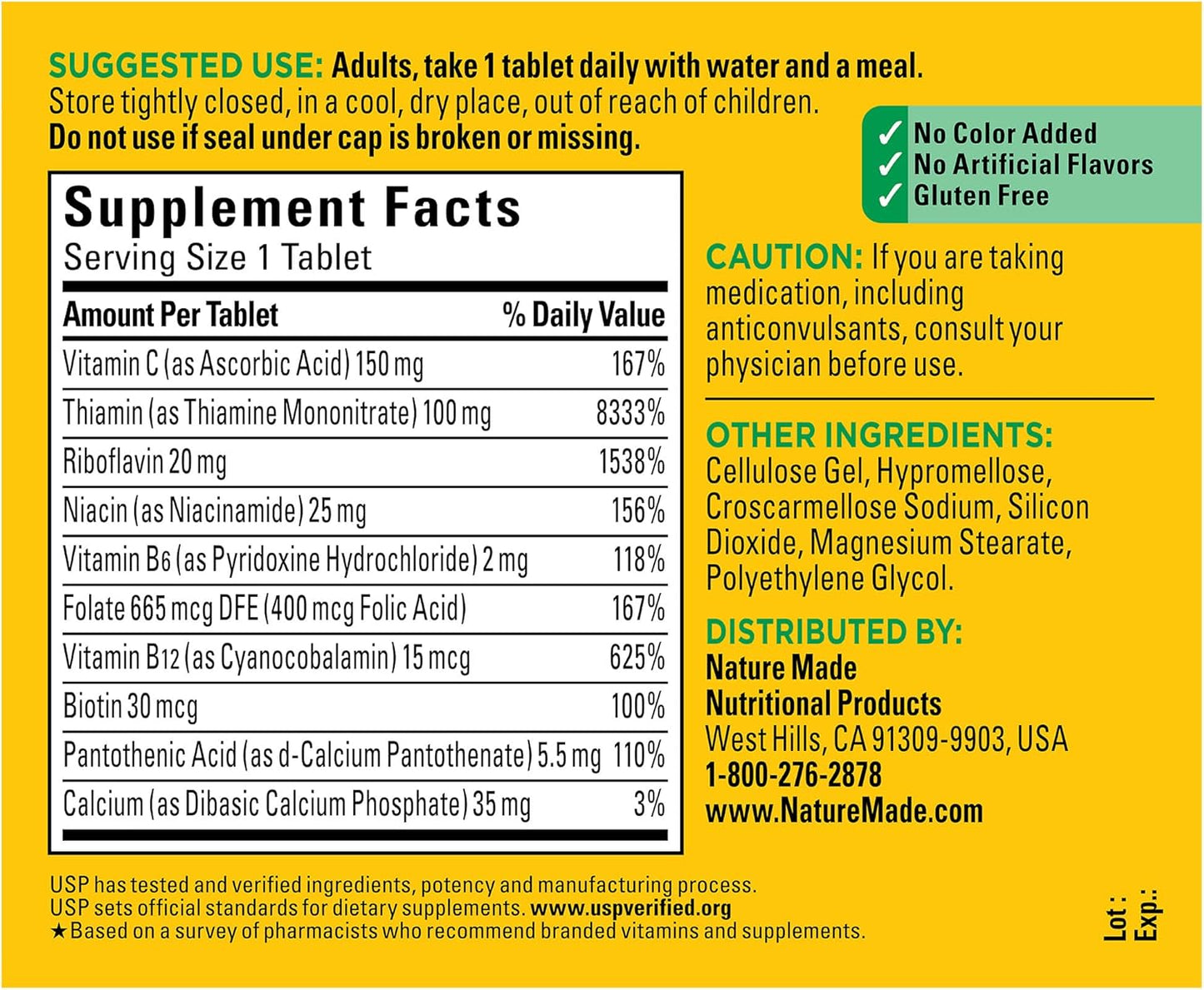 Nature Made Super B Complex with Vitamin C and Folic Acid, 140 Tablets Nature Made