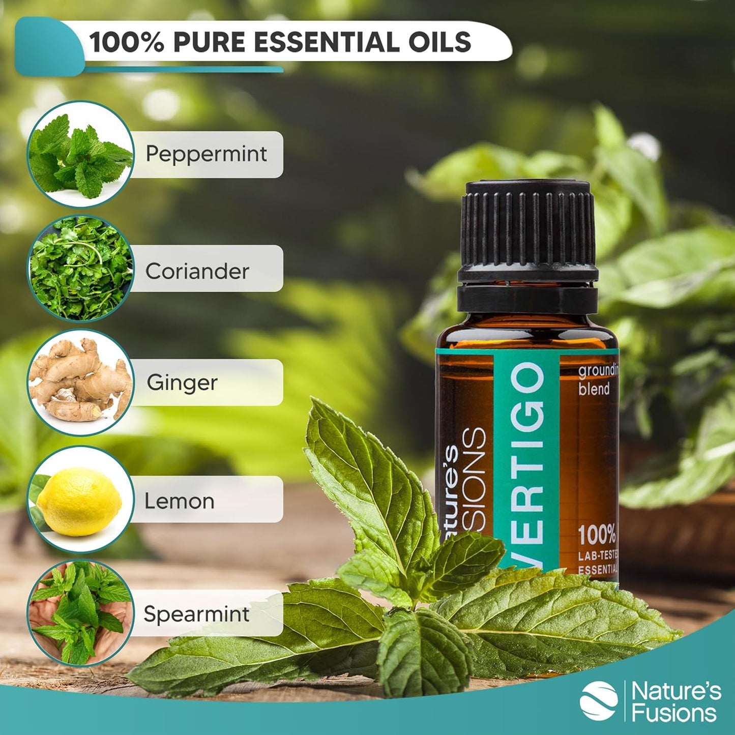 Vertigo Relief, Ginger Oil Nausea Relief Essential Oil Blends (15ml) - Fast-Acting Motion Sickness Relief, Morning Sickness Relief, Dizziness Relief, & Vertigo Medicine w/ Peppermint
