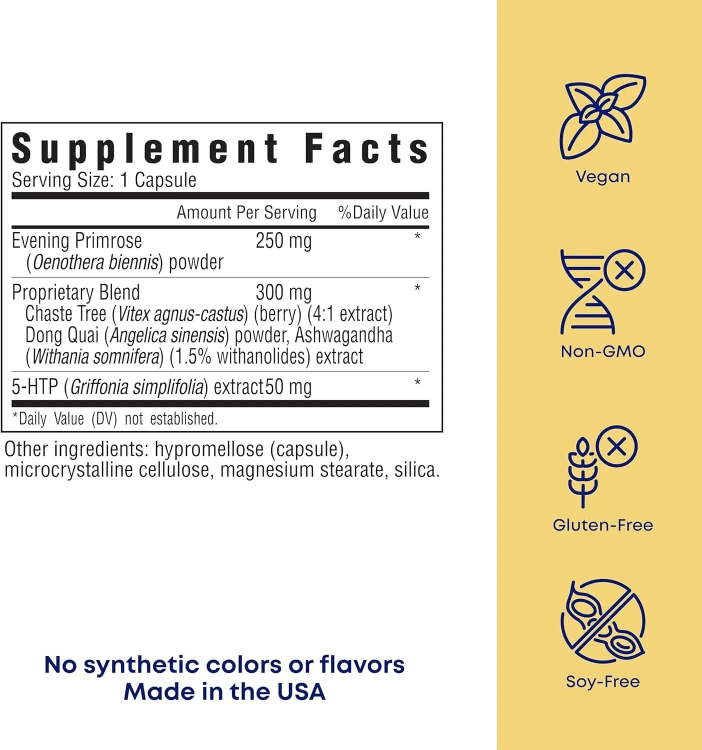 her own PMS, Supports PMS Symptoms, Promotes Positive Mood, Natural Hormone Balance, Helps Relieve Cramping, Hot Flashes Menopause Relief, Gluten and Soy Free, Vegan, 30 Capsules, 30 Servings Her Own