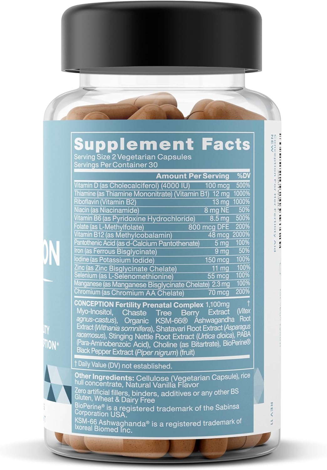 Conception Fertility Supplements for Women – Prenatal Vitamins – Promote Hormone Balance, Cycle Consistency, Aid Ovulation – Myo-Inositol, Folate, Folic Acid, Vitex, More – 60 Vegetarian Soft Capsules