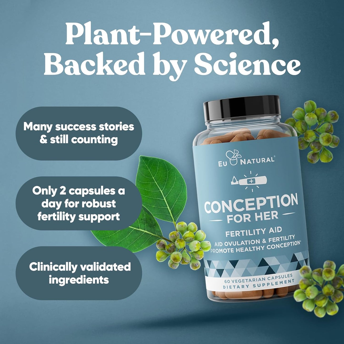 Conception Fertility Supplements for Women – Prenatal Vitamins – Promote Hormone Balance, Cycle Consistency, Aid Ovulation – Myo-Inositol, Folate, Folic Acid, Vitex, More – 60 Vegetarian Soft Capsules