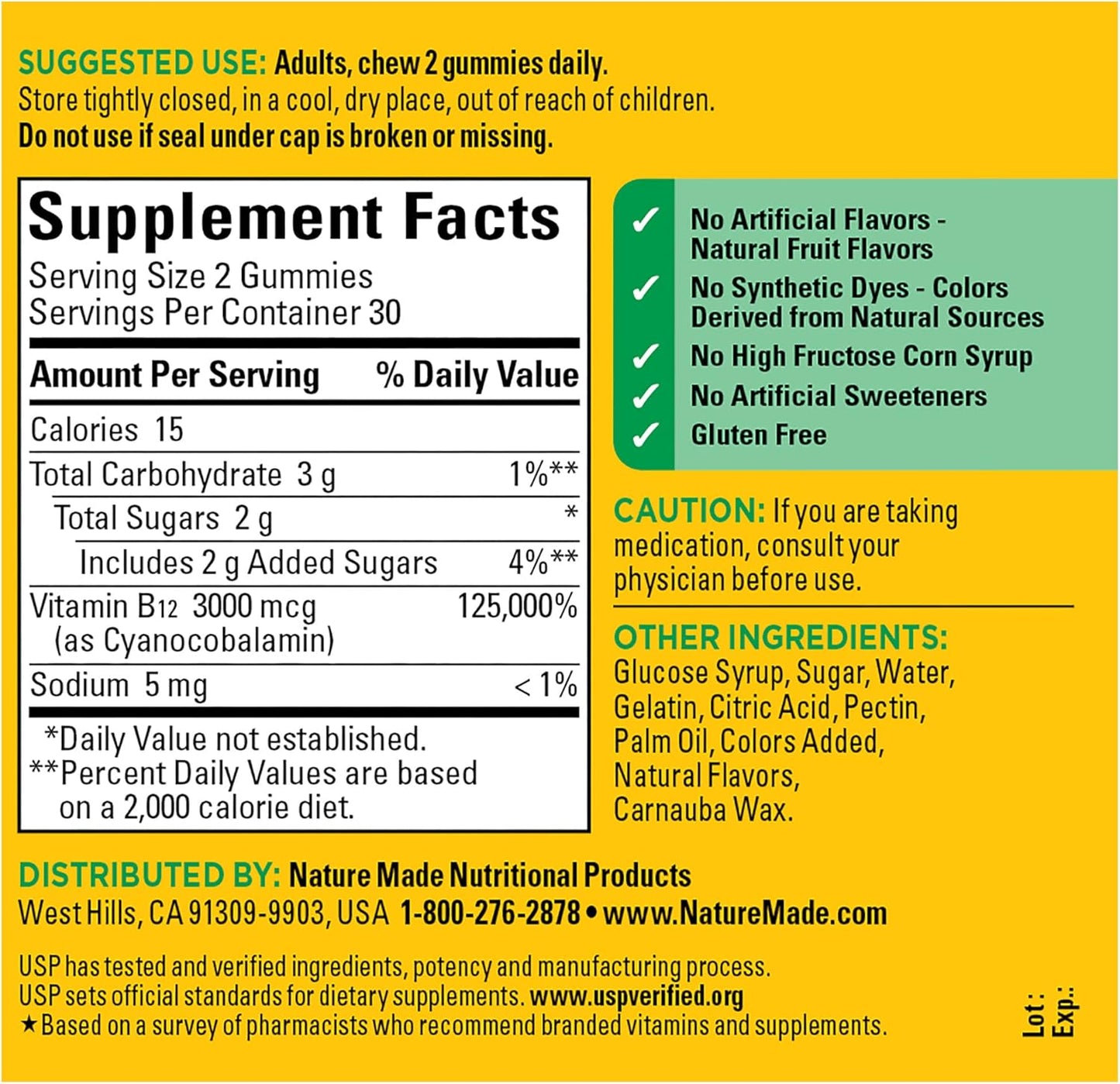 Nature Made Extra Strength Vitamin B12, 3000 mcg, 60 Gummies