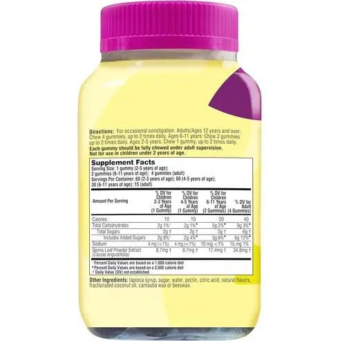 Senokot Dietary Supplement Laxative Gummies for Occasional Constipation Relief, Mixed Berry, 60 Count Vitamins Depots