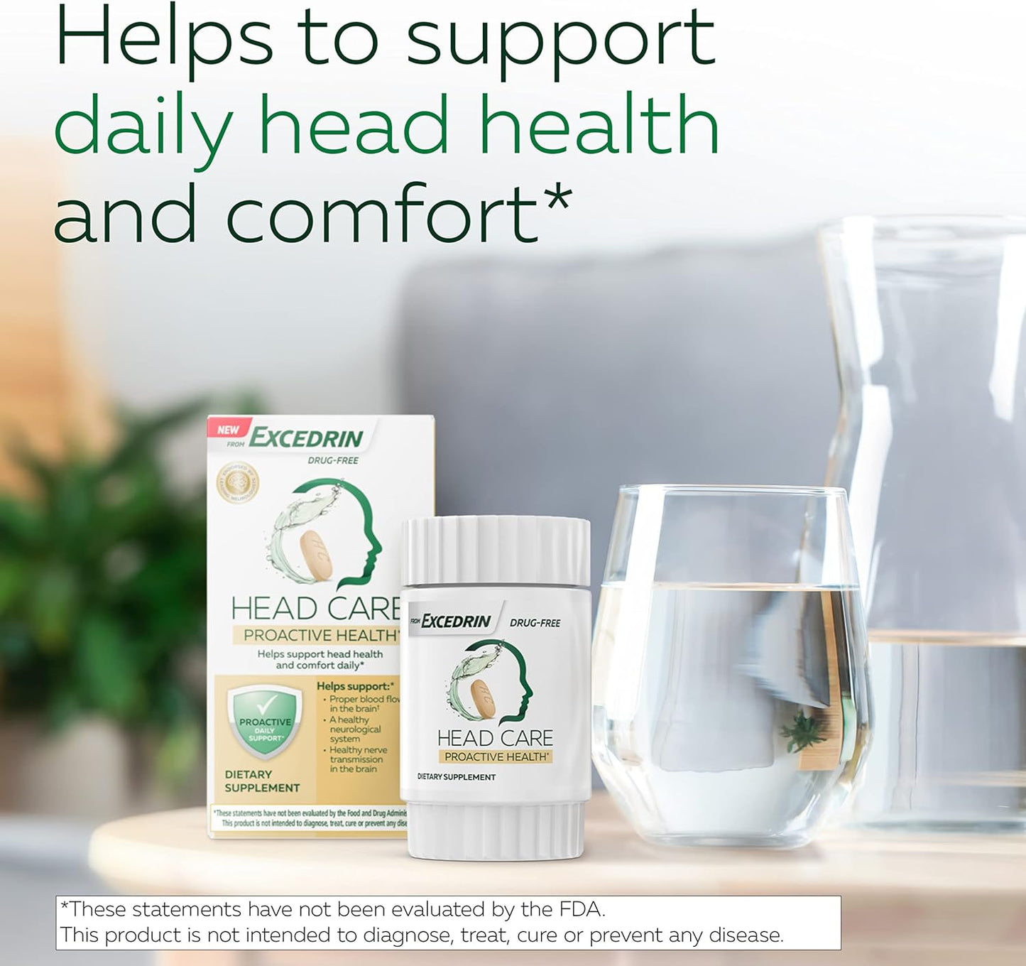Head Care Proactive Health From Excedrin Dietary Supplement to Support Head Health and Comfort Daily - 110 Count