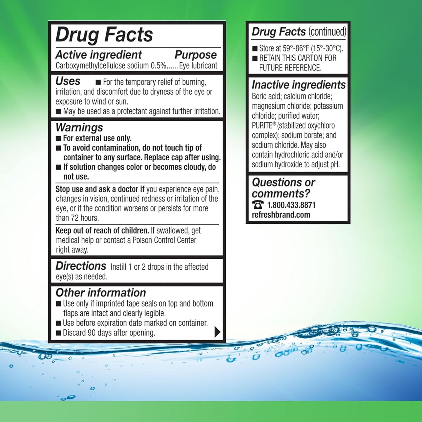 Refresh Tears Lubricant Eye Drops, 2 Count (Pack of 1)