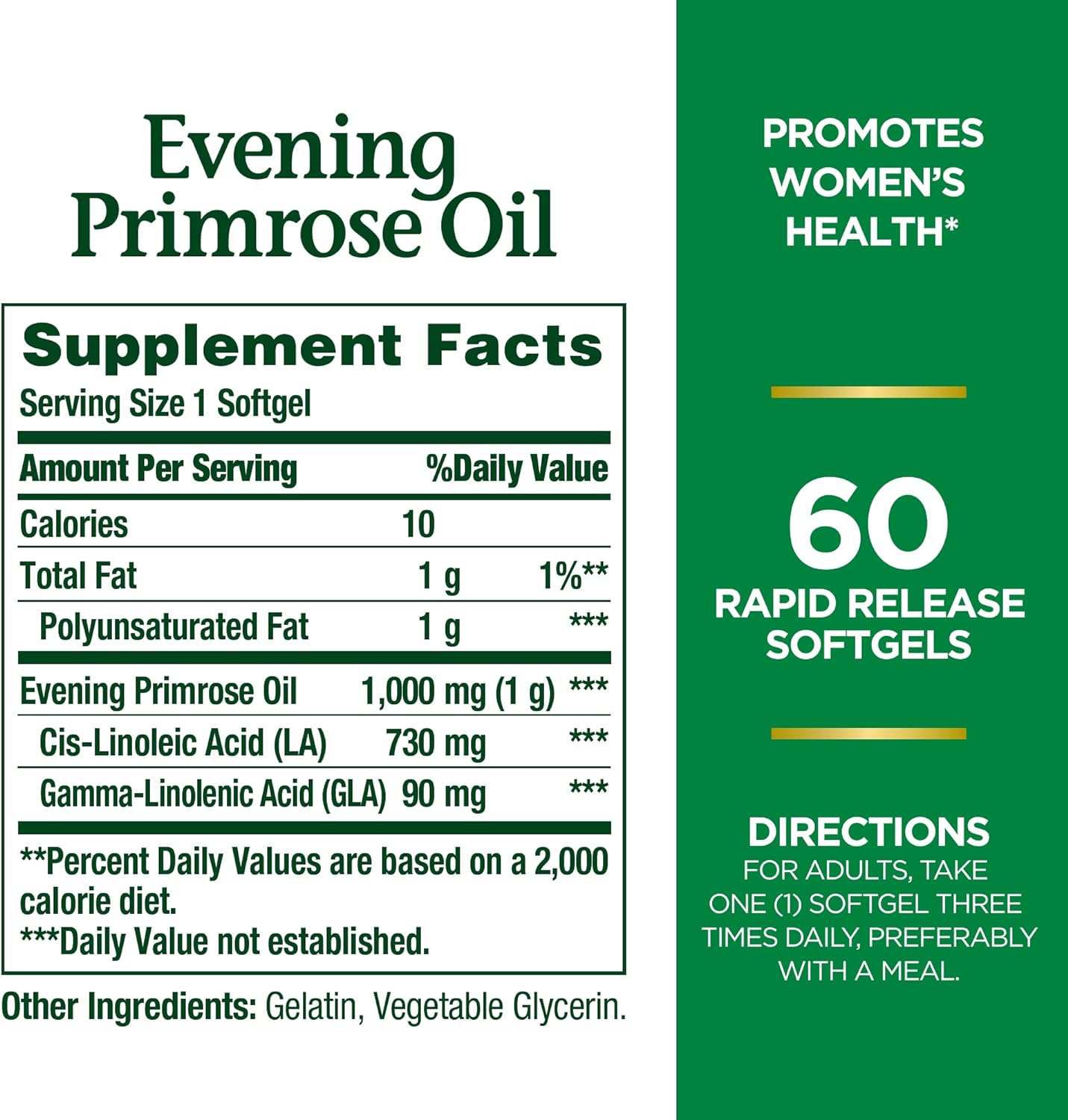 Nature's Bounty Evening Primrose Oil, 1000 mg, 60 Rapid Release Softgels Nature's Bounty