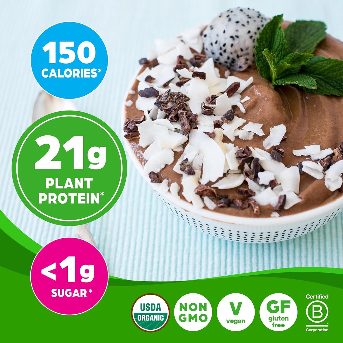 Orgain Organic Vegan Protein Powder, Creamy Chocolate Fudge - 21g of Plant Based Protein, Low Net Carbs, Non Dairy, Gluten Free, No Sugar Added, Soy Free, Kosher, Non-GMO, 2.03 Lb (Packaging May Vary)