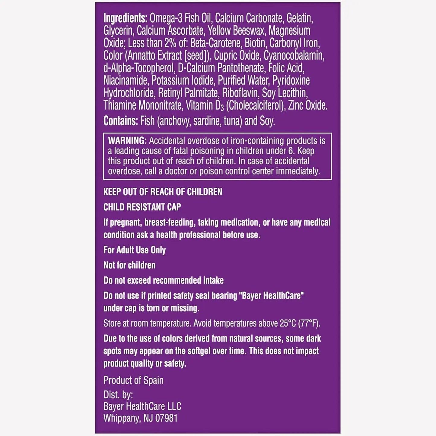 ONE A DAY Prenatal 1 Multivitamin including Vitamin A, Vitamin C, Vitamin D, B6, B12, Iron, Omega-3 DHA & more, 30 Count - Supplement for Before, During, & Post Pregnancy One A Day