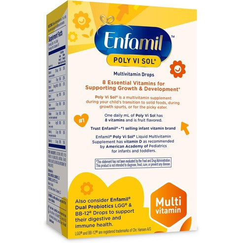 Enfamil Poly-Vi-Sol Liquid Multivitamin Supplement for Infants and Toddlers, 50 mL dropper bottle (Packaging May Vary)