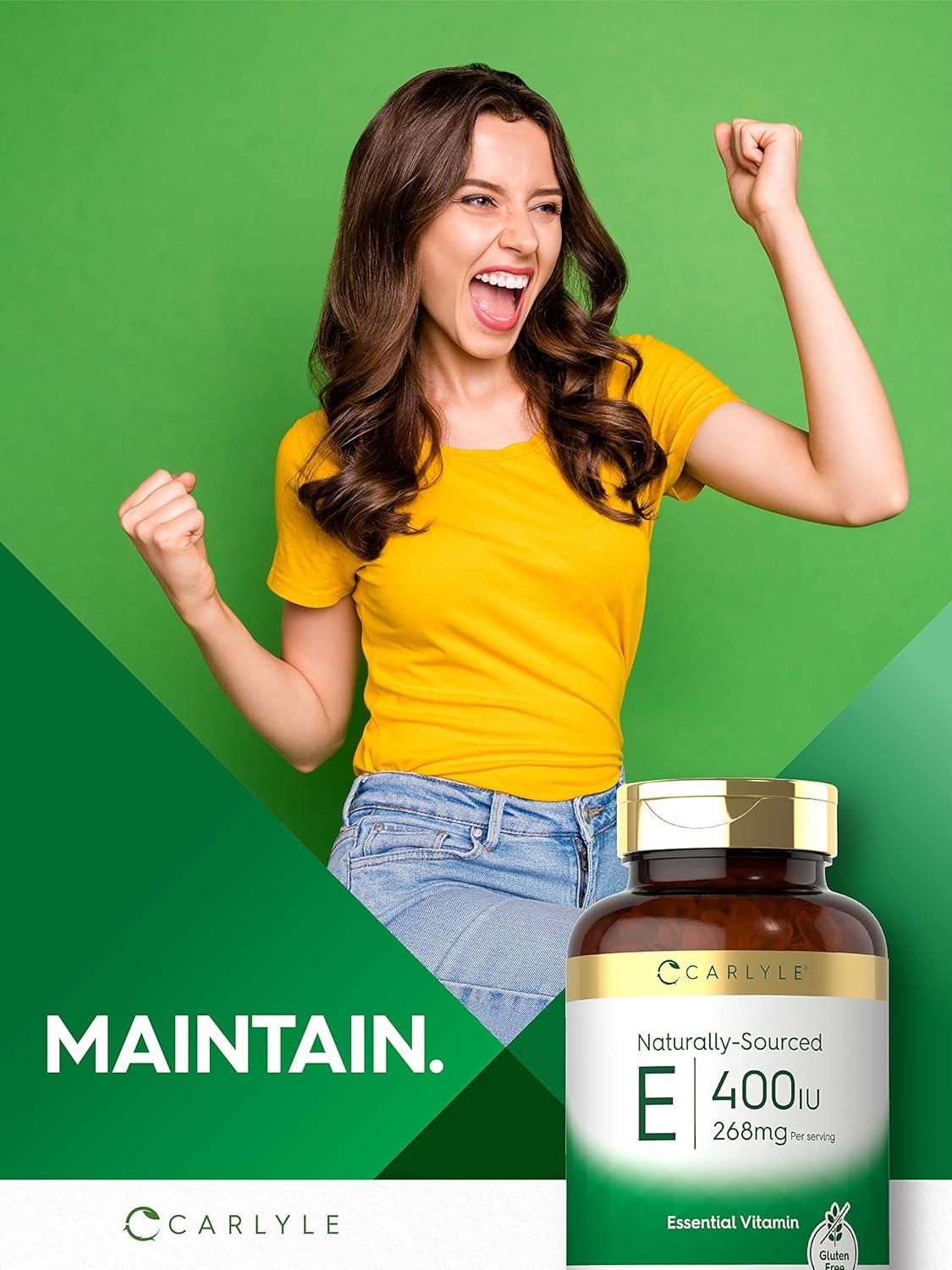 CARLYLE Natural Vitamin E | 400 IU | 250 Softgels | Non-GMO & Gluten Free