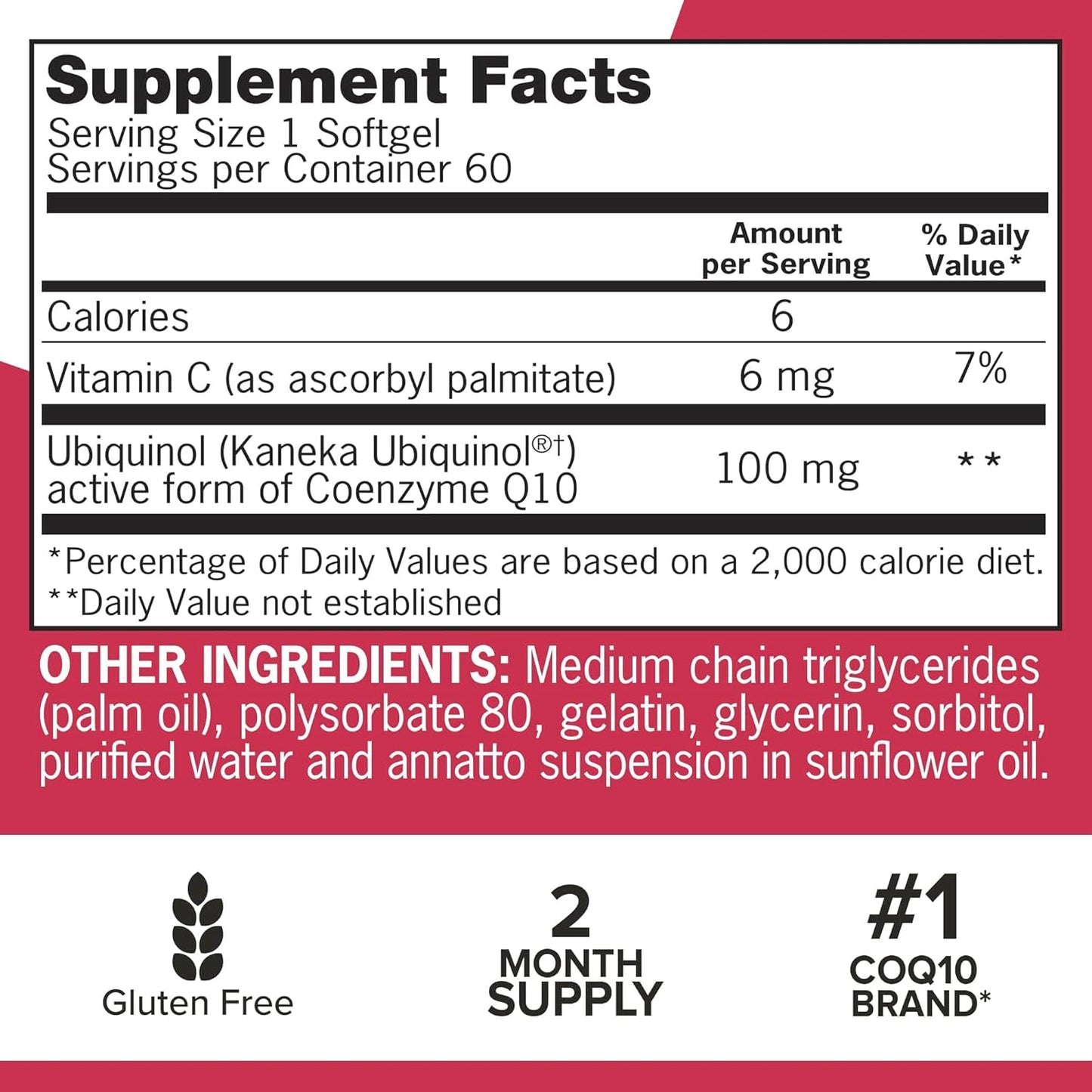 Qunol Ubiquinol CoQ10 100mg Softgels, Qunol Mega Ubiquinol 100mg - Superior Absorption - Active form of Coenzyme Q10 for Heart Health - 2 Month Supply - 60 Count