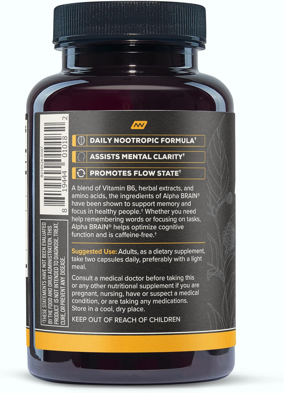 ONNIT Alpha Brain Premium Nootropic Brain Supplement, 30 Count, for Men & Women - Caffeine-Free Focus Capsules for Concentration, Brain & Memory Support - Brain Booster Cat's Claw, Bacopa, Oat Straw