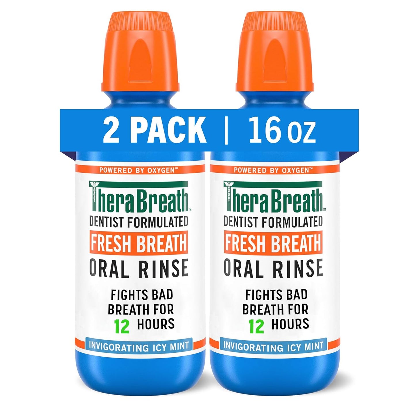 TheraBreath Fresh Breath Dentist Formulated Oral Rinse, Icy Mint, 16 Fl Oz (Pack of 2)