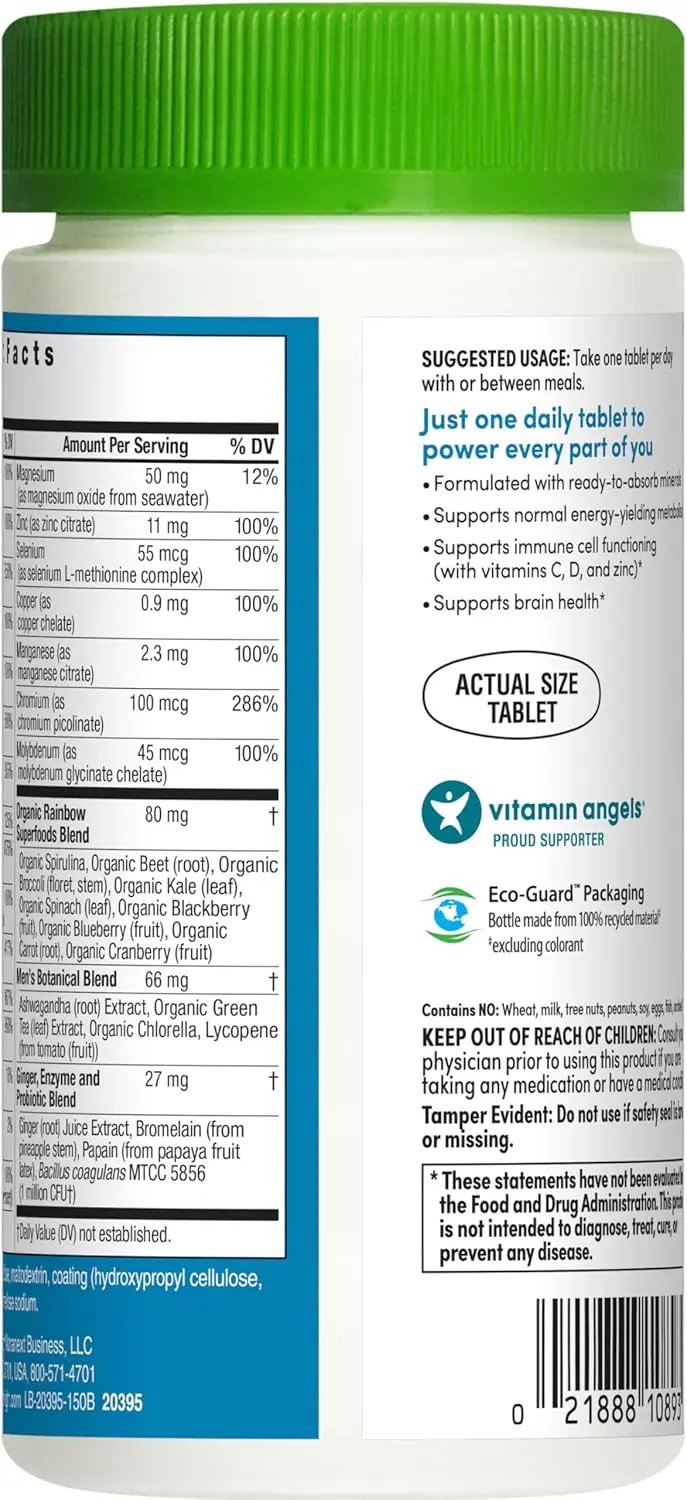 Rainbow Light Multivitamin for Men, Vitamin C, D & Zinc, Probiotics, Men's 'High Potency Immune Support, Non-GMO (60 ct.) Rainbow