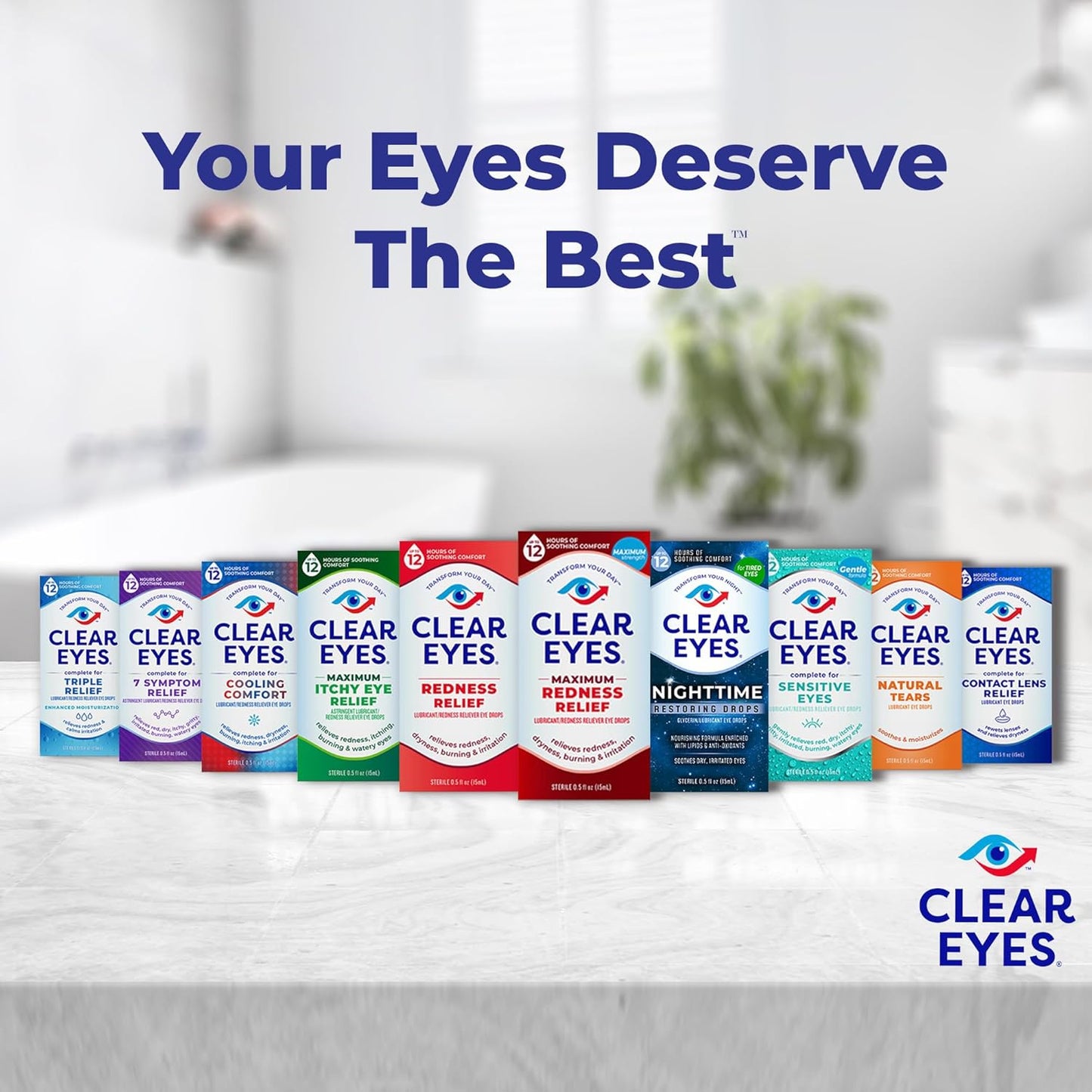 Clear Eyes Triple Relief Eye Drops, Relieves Redness & Calms Irritation, 0.5 Fl Oz