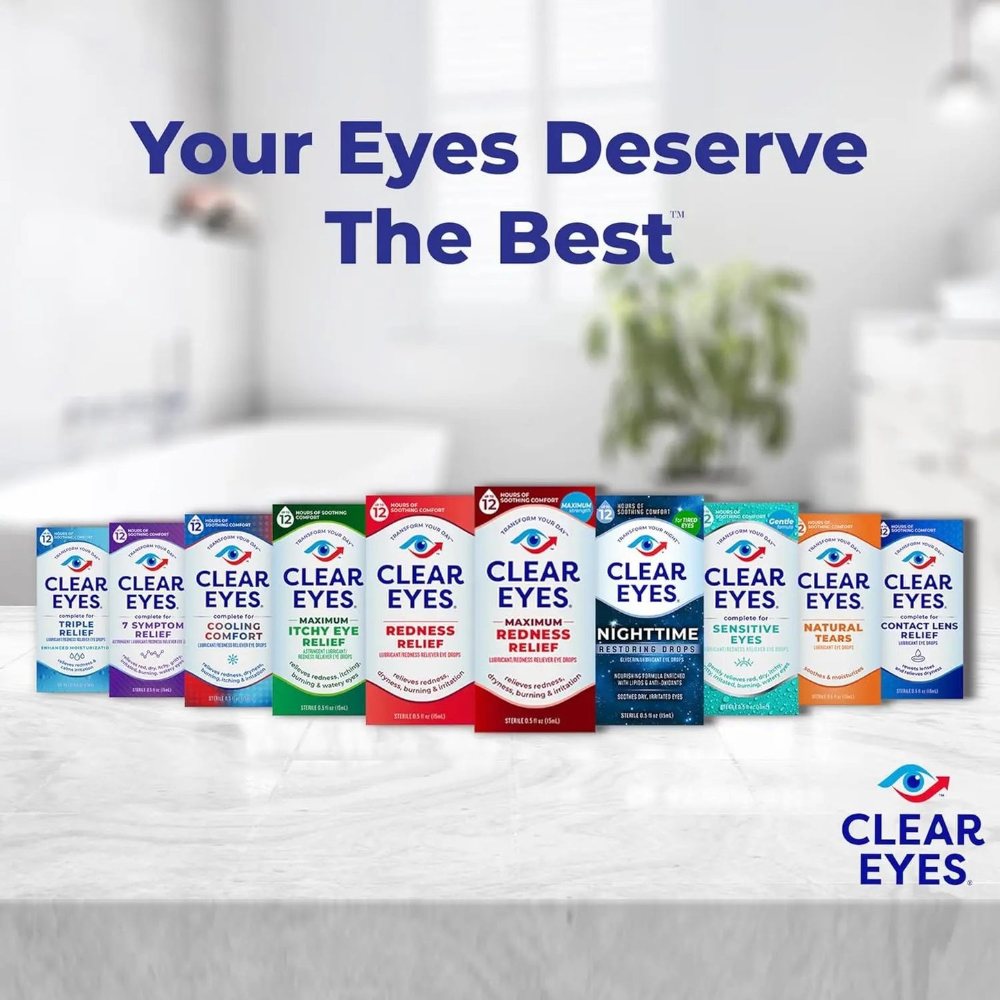 Clear Eyes Triple Relief Eye Drops, Relieves Redness & Calms Irritation, 0.5 Fl Oz Clear Eyes
