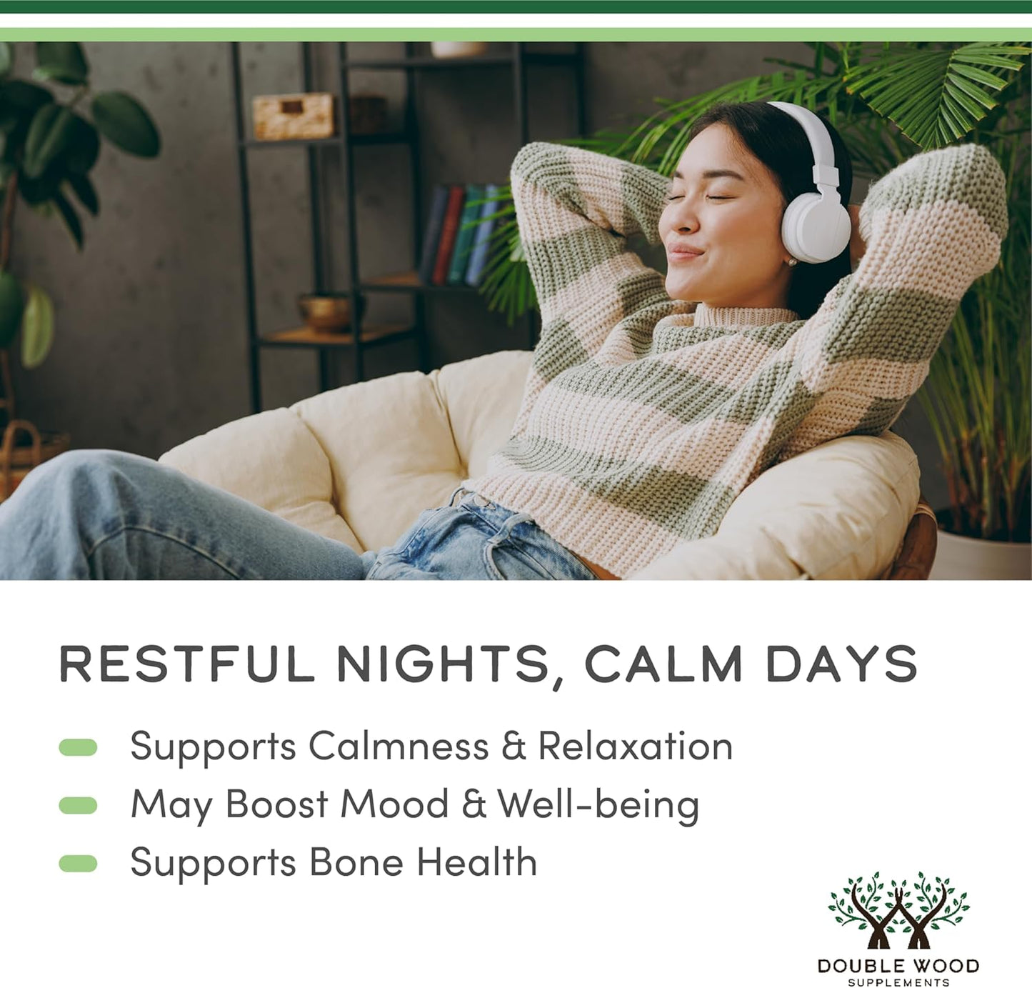 Double Wood Magnesium Glycinate 400mg, 180 Capsules Double Wood