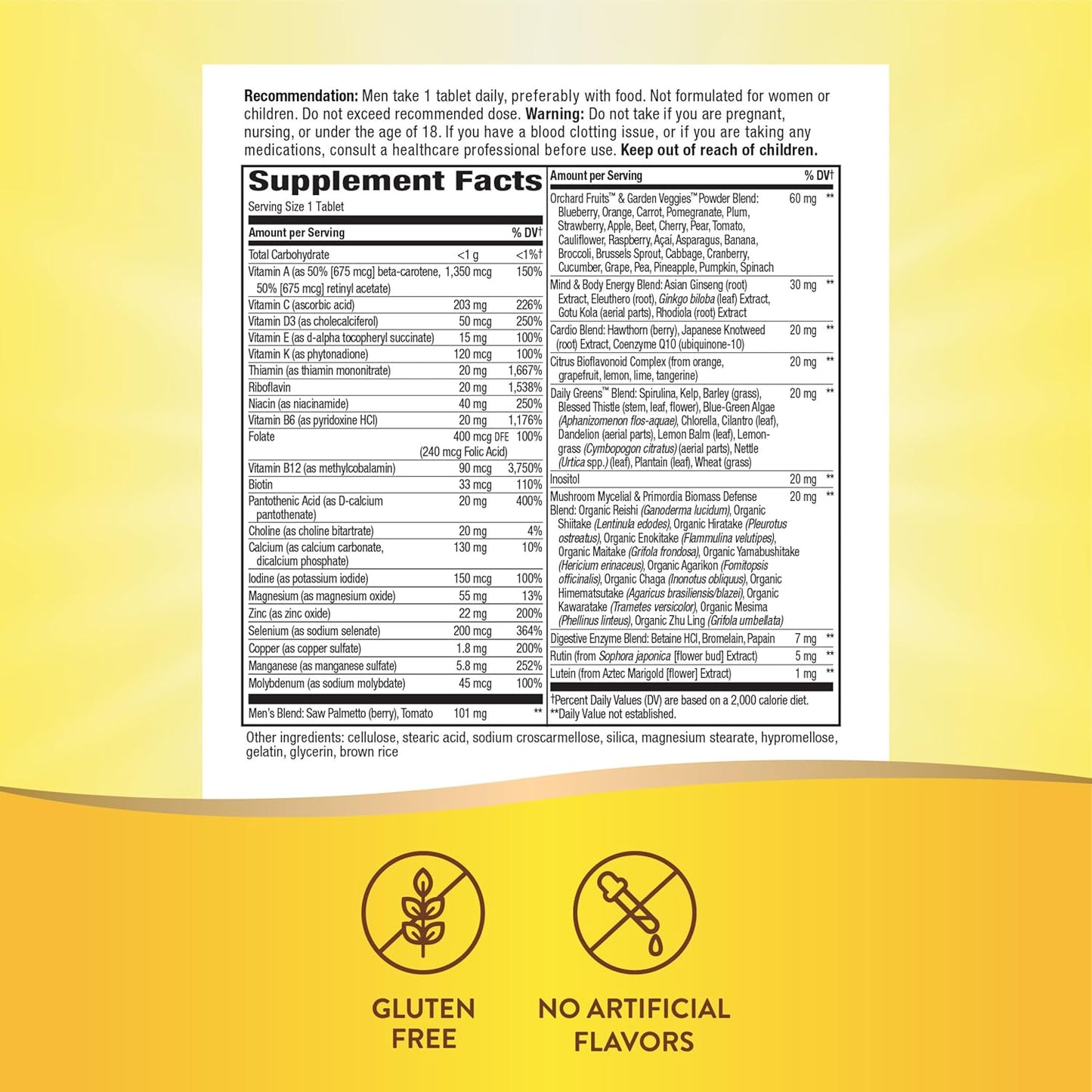 Nature’s Way Alive! Men’s 50+ Ultra Potency Complete Multivitamin, High Potency Formula, Supports Multiple Body Systems, Supports Cellular Energy, Gluten-Free, 60 Tablets Nature's Way