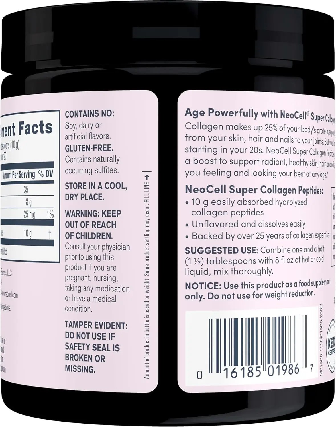 NeoCell Super Collagen Powder, 10g Collagen Peptides per Serving, Gluten Free, Keto Friendly, Non-GMO, Grass Fed, Paleo Friendly, Healthy Hair, Skin, Nails & Joints, Unflavored, 14 Oz NeoCell