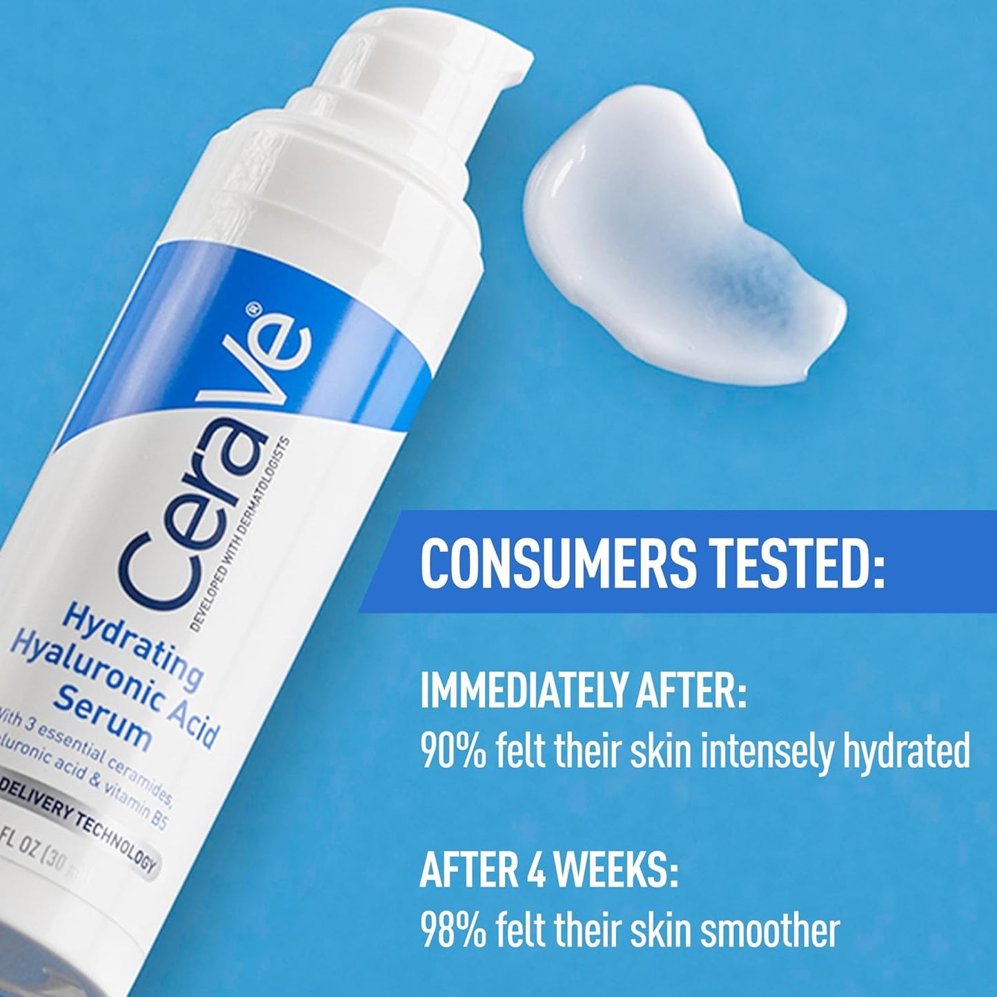 CeraVe Hyaluronic Acid Serum for Face with Vitamin B5 and Ceramides | Hydrating Face Serum for Dry Skin | Fragrance Free | 1 Ounce