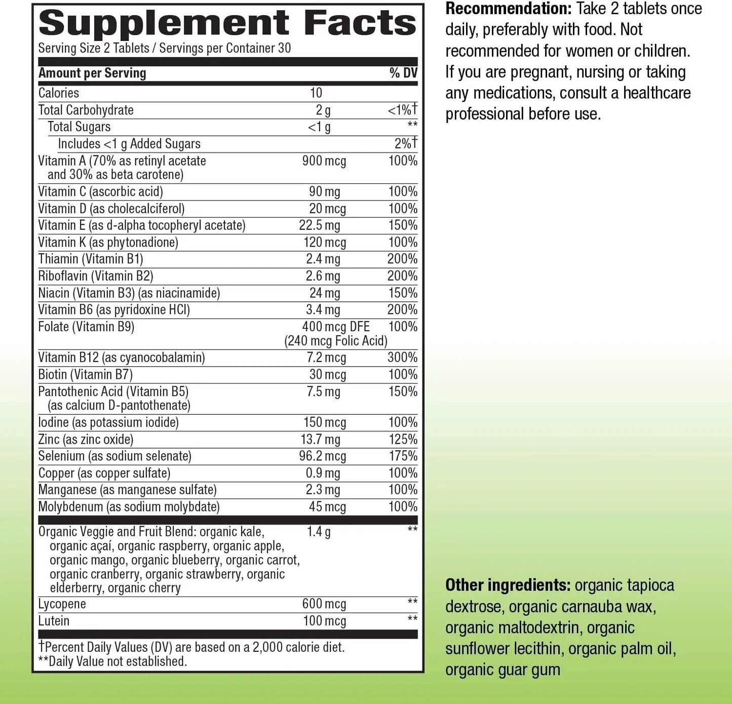 Nature's Way Alive! Garden Goodness Men's Multivitamin, Veggies & Fruits, 60 Tablets Nature's Way