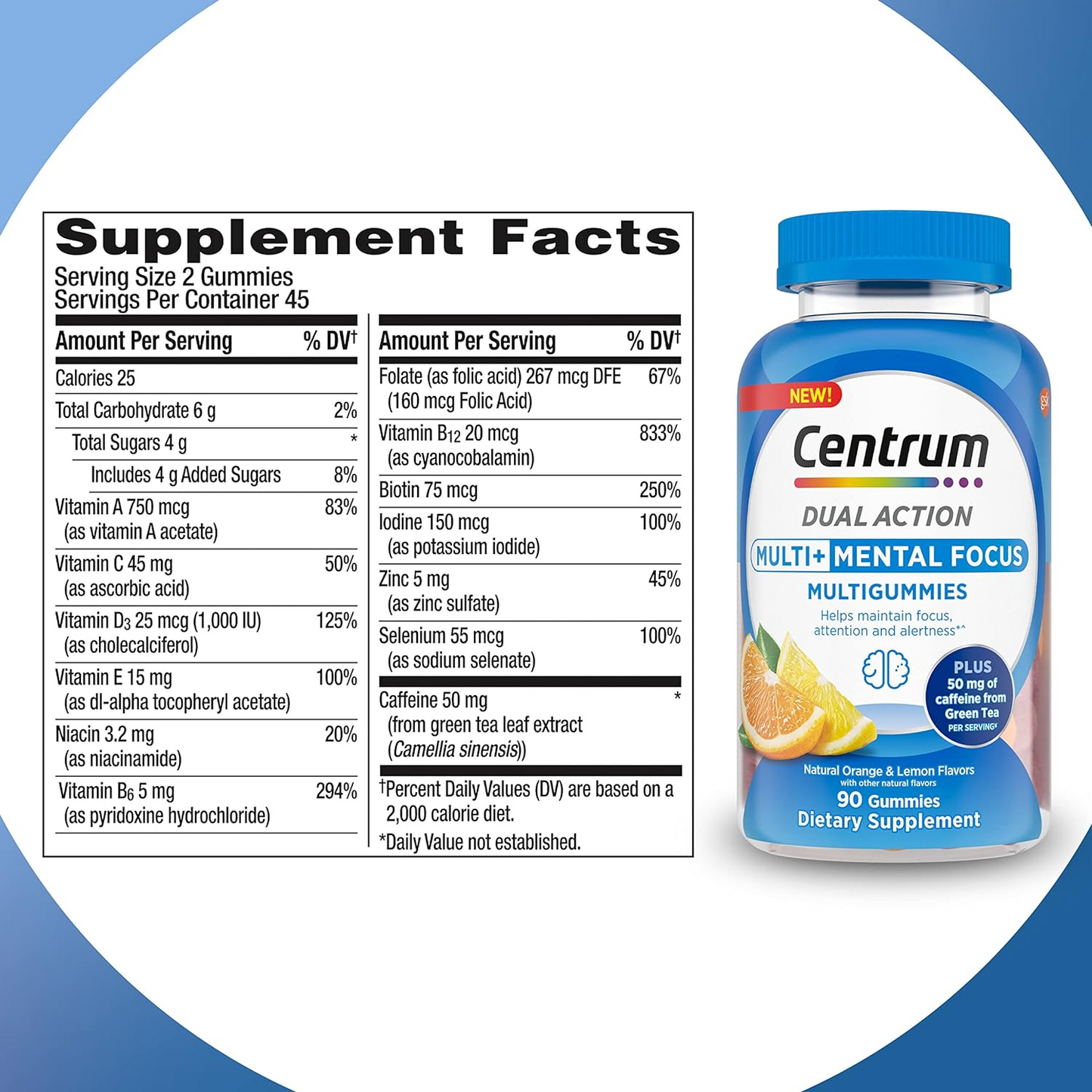 Centrum MultiGummies Multi+ Dual Action Mental Focus Adult - 90 Count
