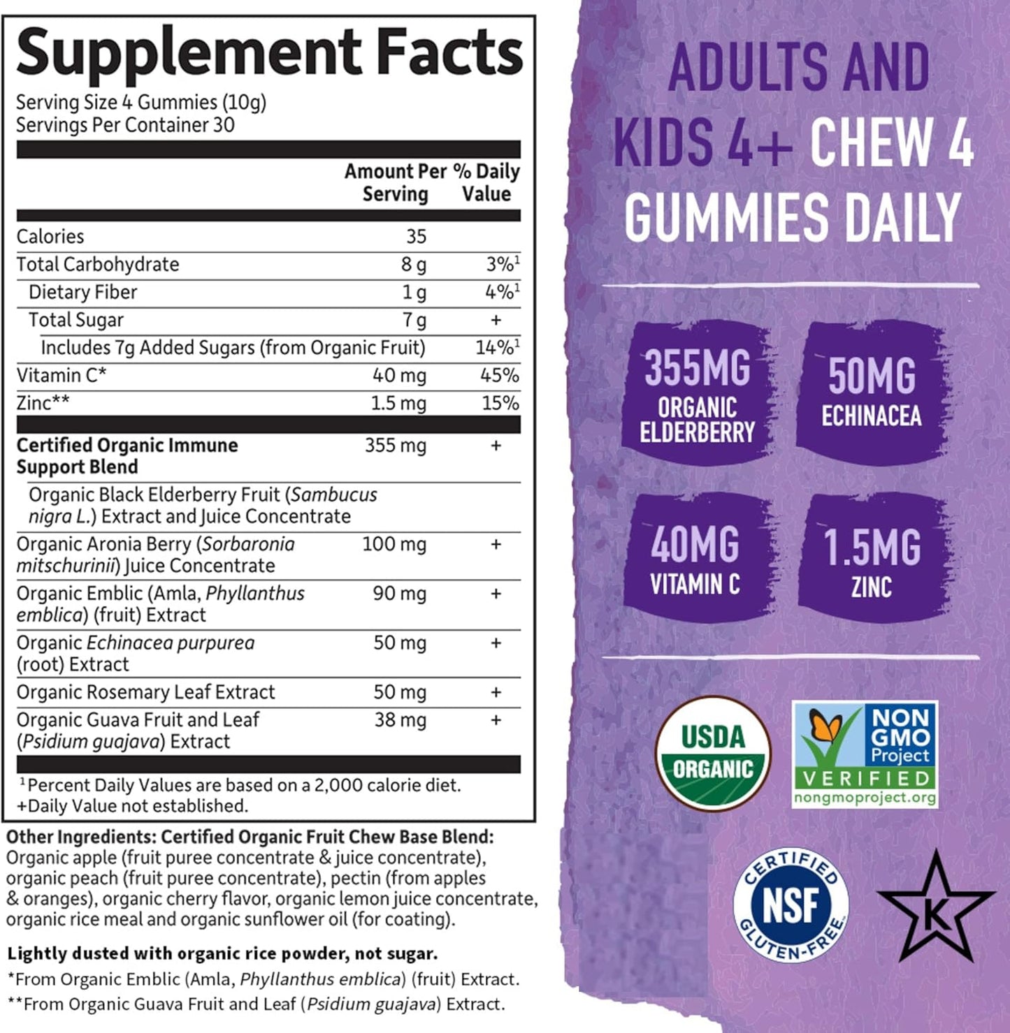Garden of Life Organics Elderberry Gummies for Adults & Kids - Immune Support Supplement with Organic Fruit, Herbal Blend, Elderberry, Echinacea, Zinc, Vitamin C, 120 Vegan Gluten Free Gummies Garden of Life