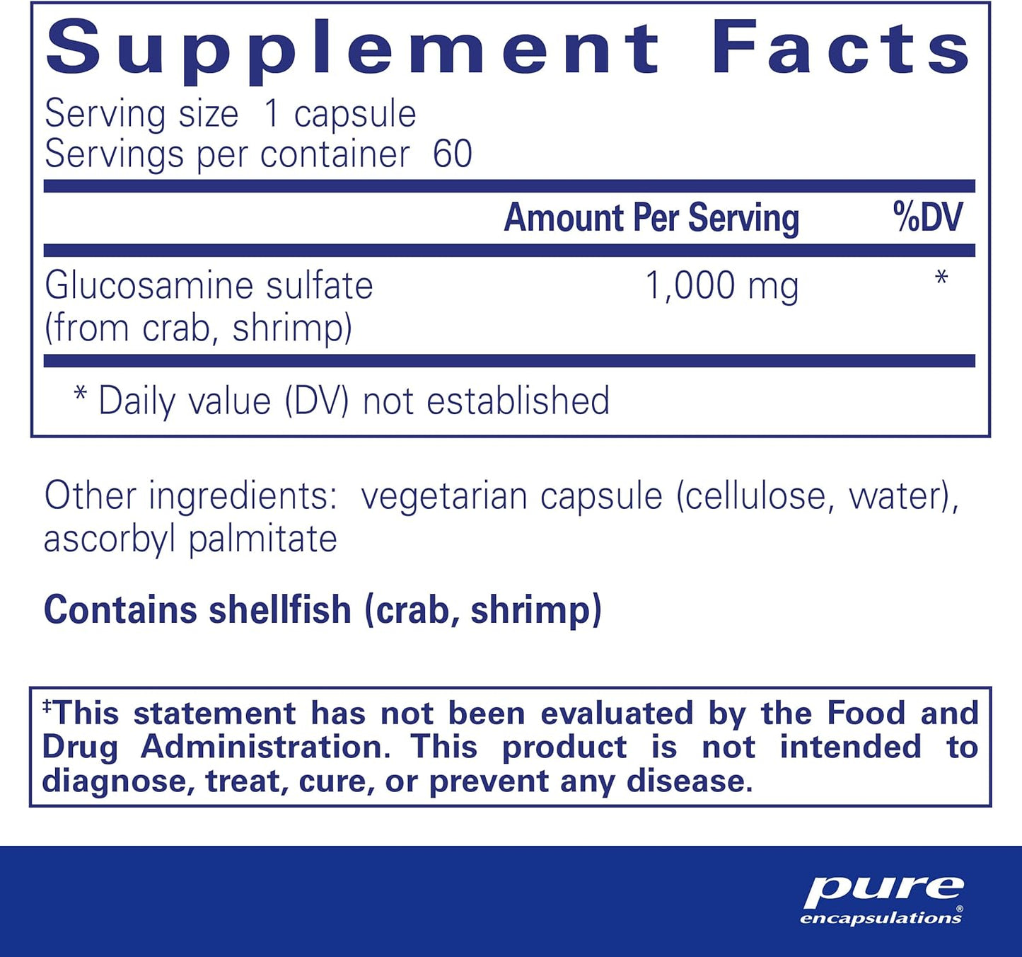 Pure Encapsulations Glucosamine Sulfate 1,000 mg | Supplement for Joint Support and Mobility, Cartilage Health, and Connective Tissue* | 60 Capsules