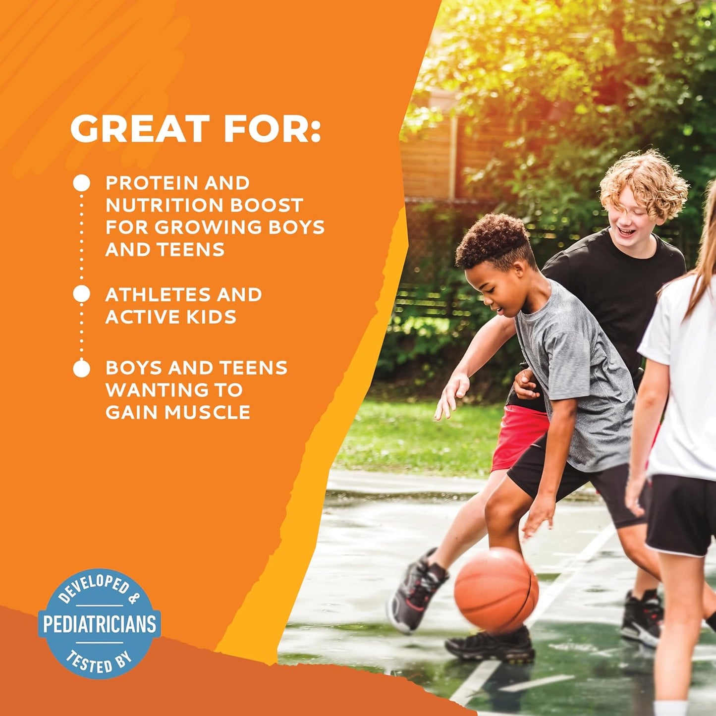 Healthy Heights Grow Daily Boys 10+ Shake Mix Bag Protein Powder (Vanilla) - Developed by Pediatricians - High in Protein Nutritional Shake - Contains Key Vitamins & Minerals Healthy Heights