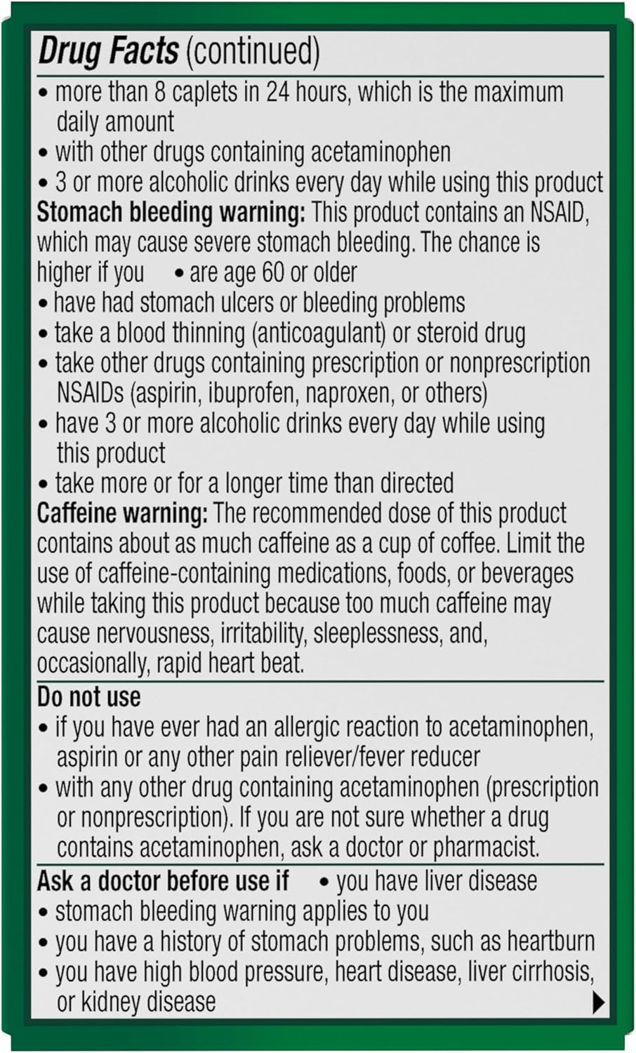 Excedrin Extra Strength Caplets for Headache Pain Relief, 250mg Acetaminophen, Aspirin 250mg, Caffeine 65mg, 24 Count