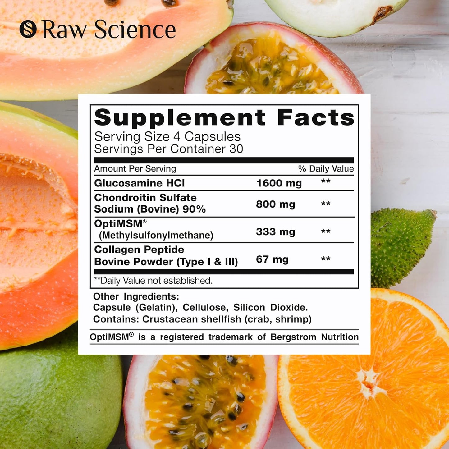 S-RAW SCIENCE Glucosamine Chondroitin MSM Supplement Capsules, Joint Health Supplement for Women & Men, Glucosamine Chondroitin Triple Strength, Reduces Discomfort for Joints, 120 Tablets