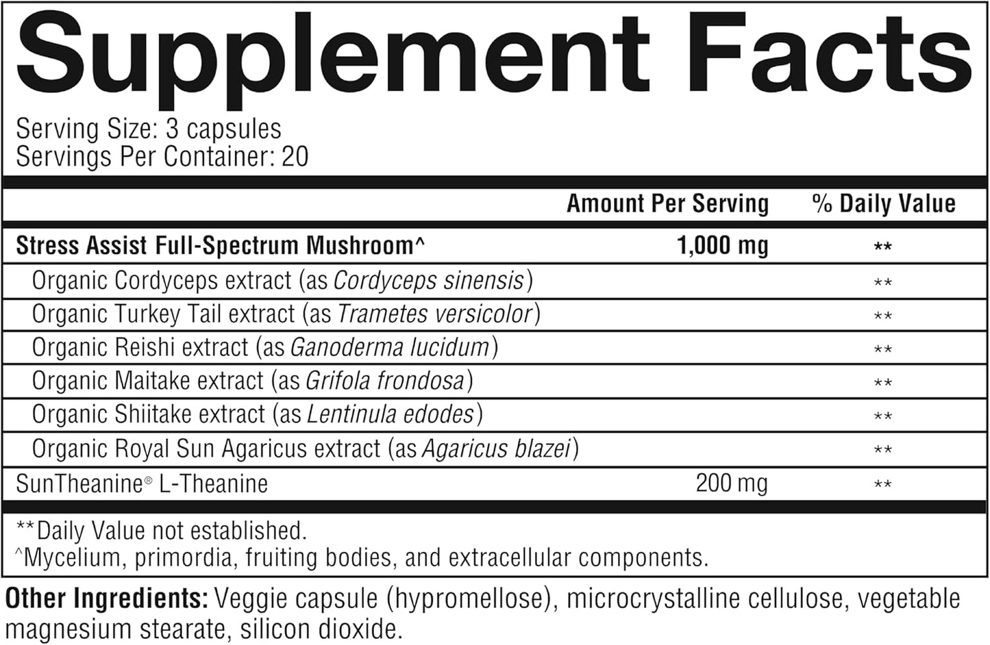 Youtheory Mushroom Stress Complex, Organic Full-Spectrum - 60 Vegetarian Capsules Youtheory