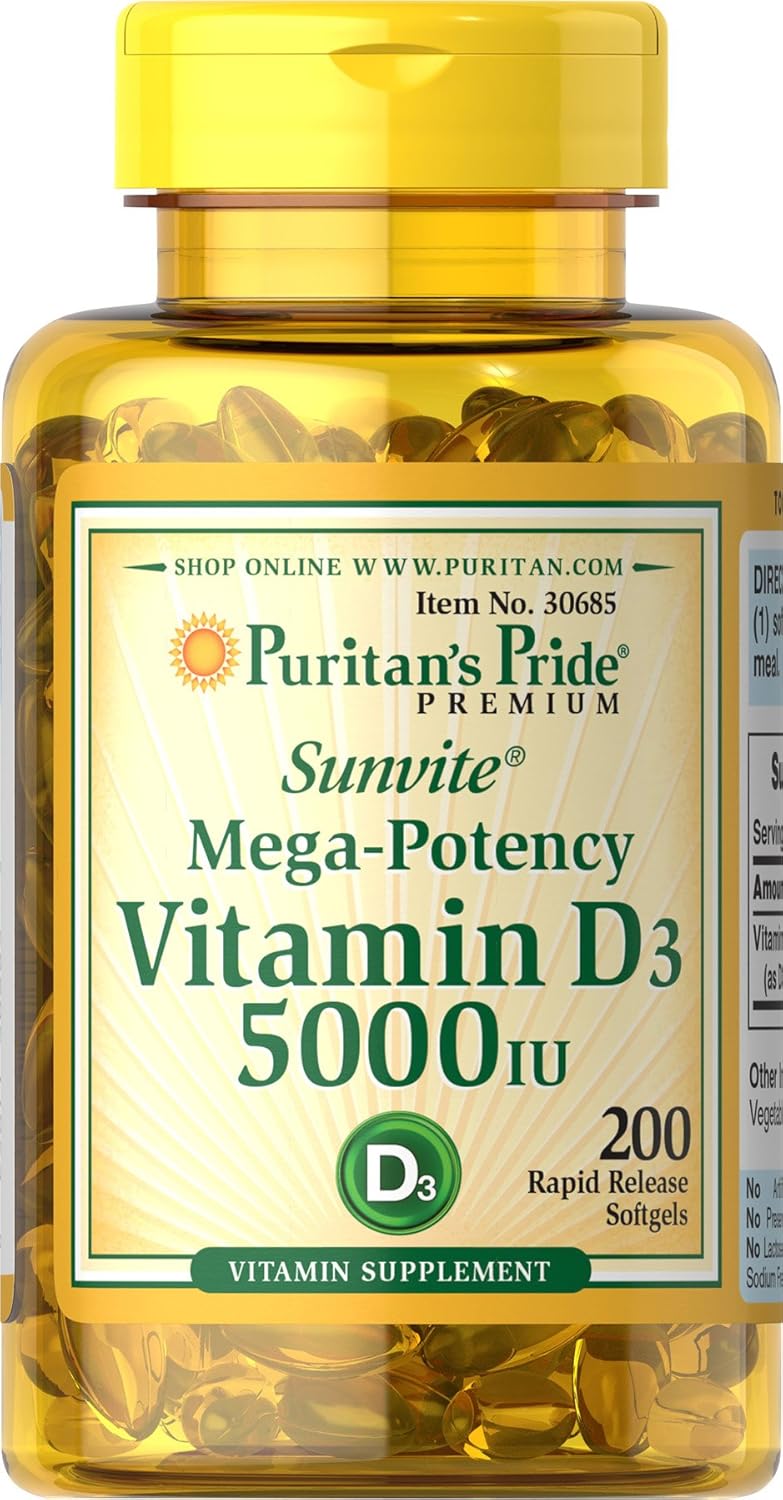 Puritan's Pride Vitamin D3 5000 IU - 200 Soft Gels