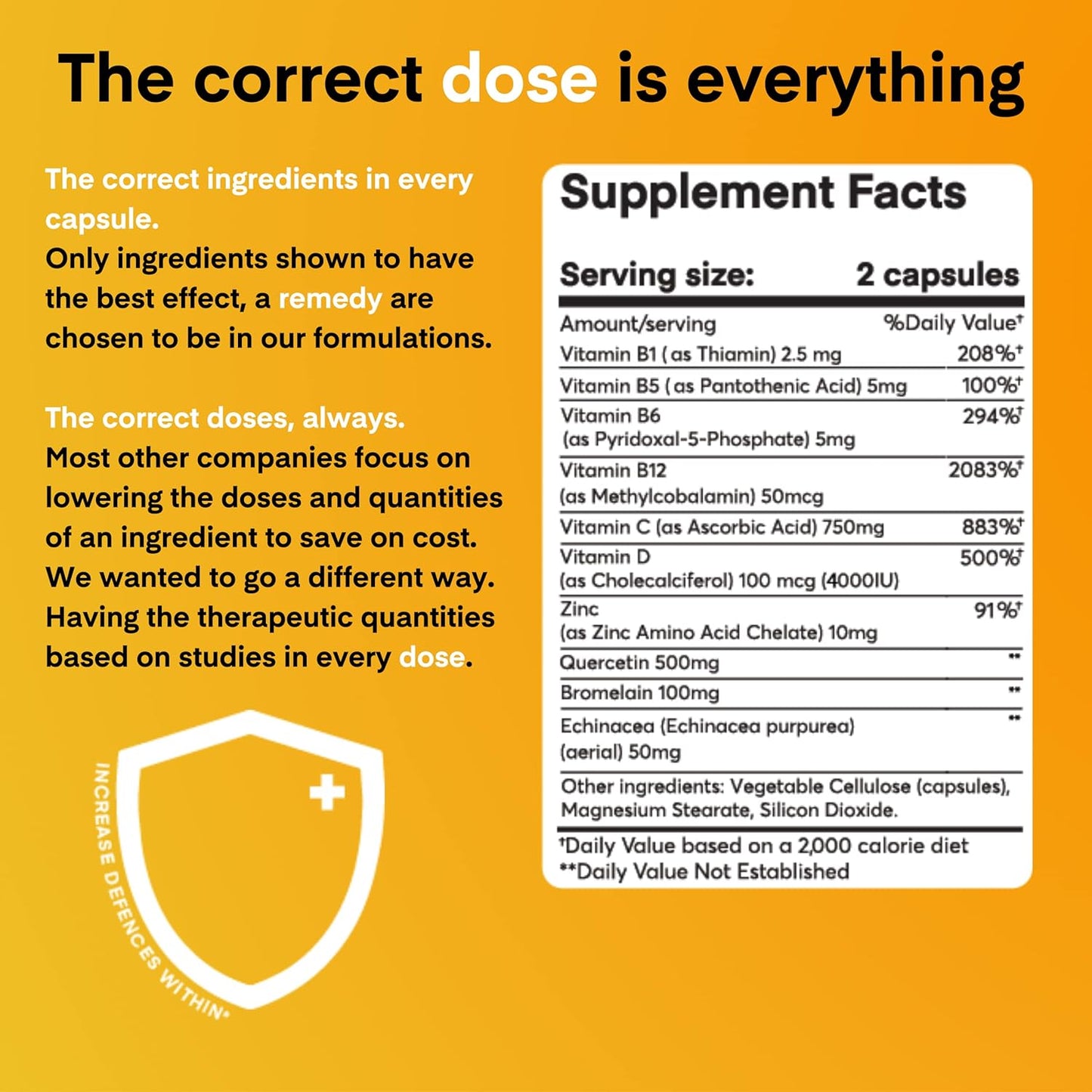 A Dose of Immunity Quercetin with Vitamin C and Zinc, Vitamin D, 500mg Quercetin Bromelain with Echinacea & B Vitamins, Lung Immune Support Supplement 7 in 1 Immunity Defense Booster (60 Count) dose + remedy