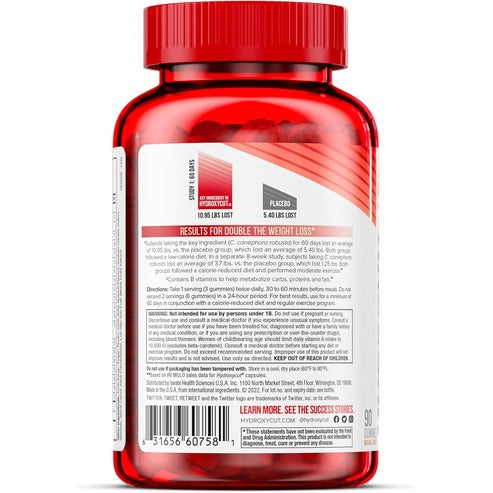 Hydroxycut Caffeine-Free Gummy for Women & Men , 15 Essential Vitamins & Minerals , Metabolism , 90 Count