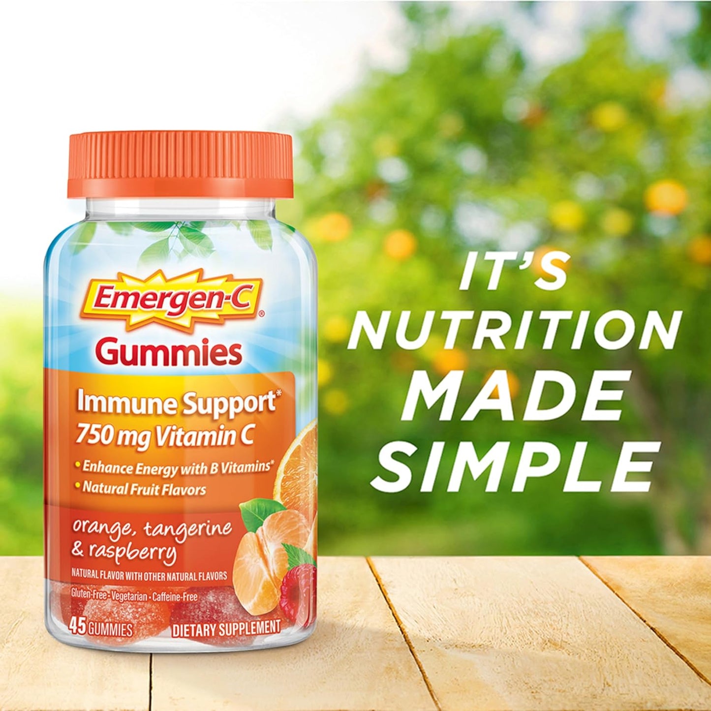 Emergen-C Adult Vitamin C Immunity Supplement Gummies, Fruit Flavors, 45 Ct