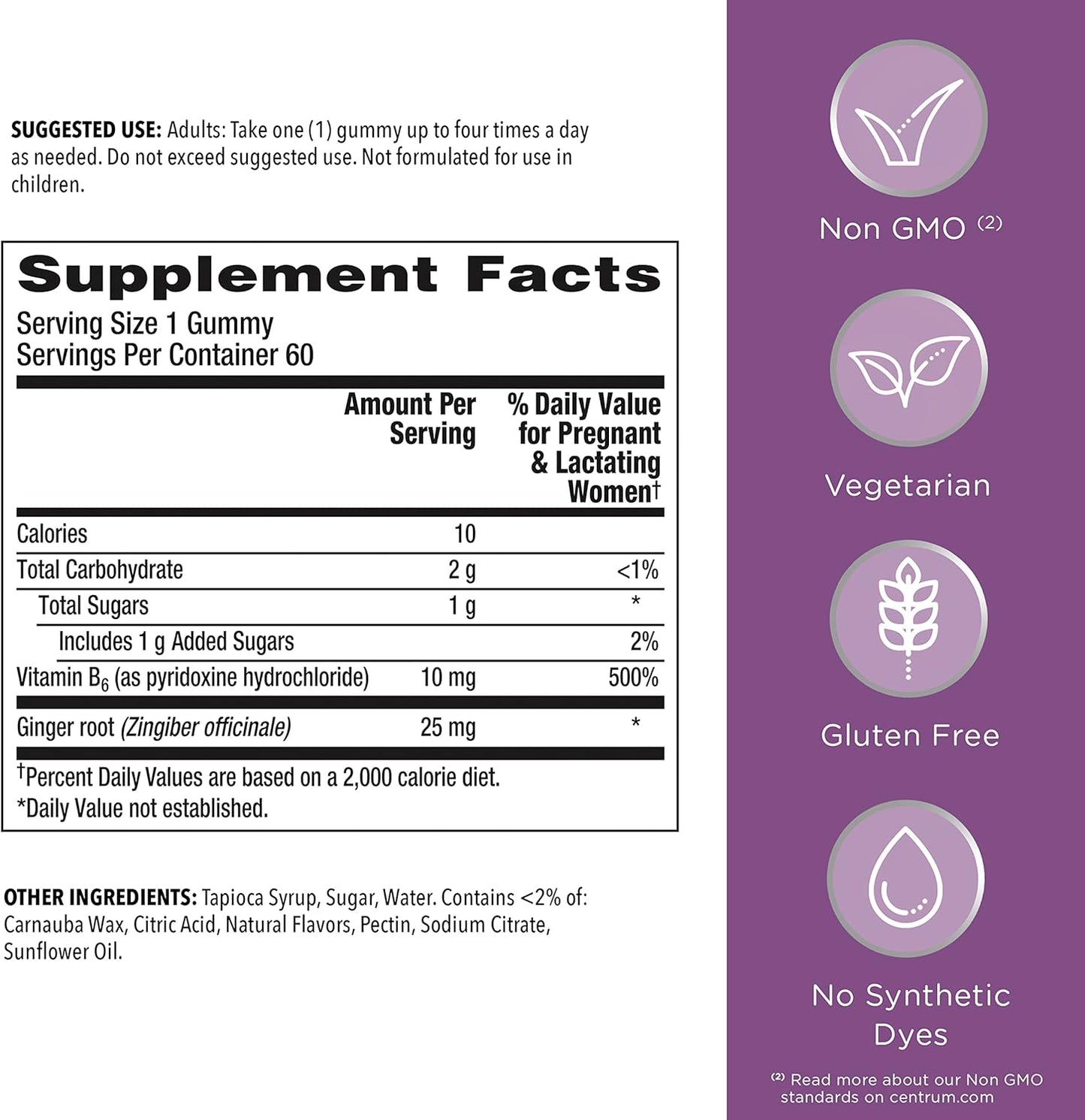 Centrum Morning Sickness Relief Gummies, Citrus Ginger Flavor - 60 Count, Up to 60 Day Supply Centrum