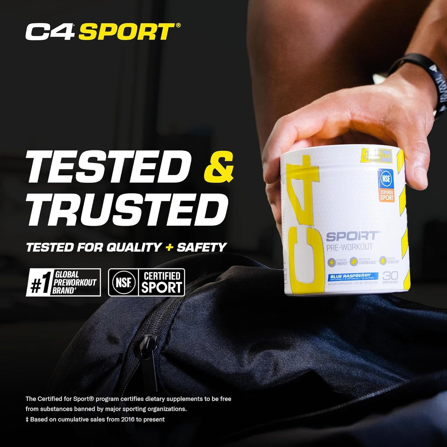 C4 Sport Pre Workout Powder Blue Raspberry - Pre Workout Energy with 3g Creatine Monohydrate + 135mg Caffeine and Beta-Alanine Performance Blend - NSF Certified for Sport | 30 Servings