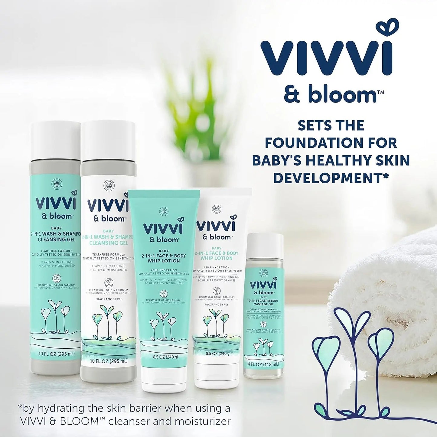 Vivvi & Bloom Gentle 2-in-1 Baby Lotion, Face and Body, for Delicate & Sensitive Baby Skin, Hypoallergenic Lotion Natural Scent, 8.5 oz (Pack of 1) VIVVI & BLOOM