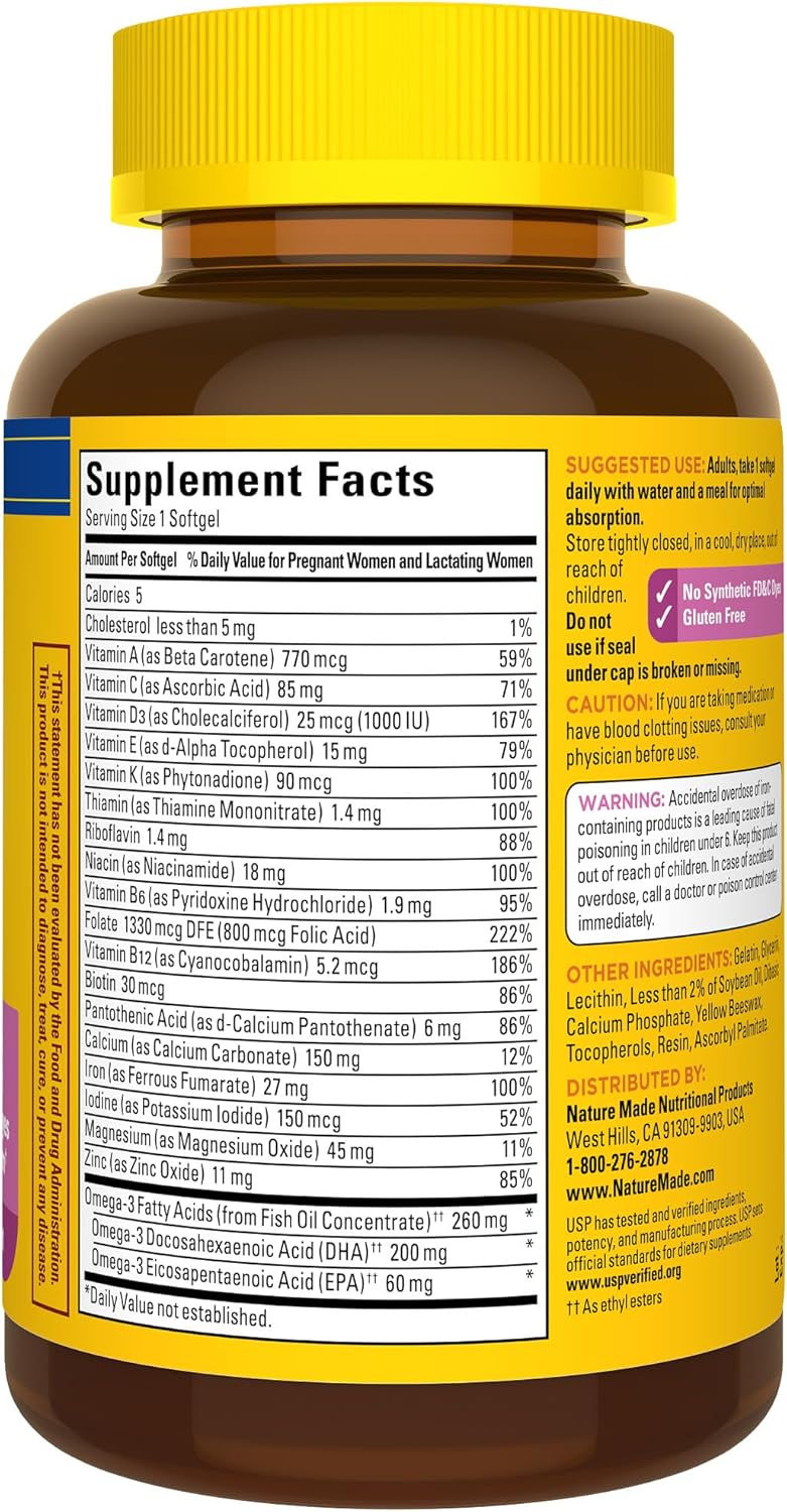 Nature Made Prenatal with Folic Acid + DHA, 110 Softgels